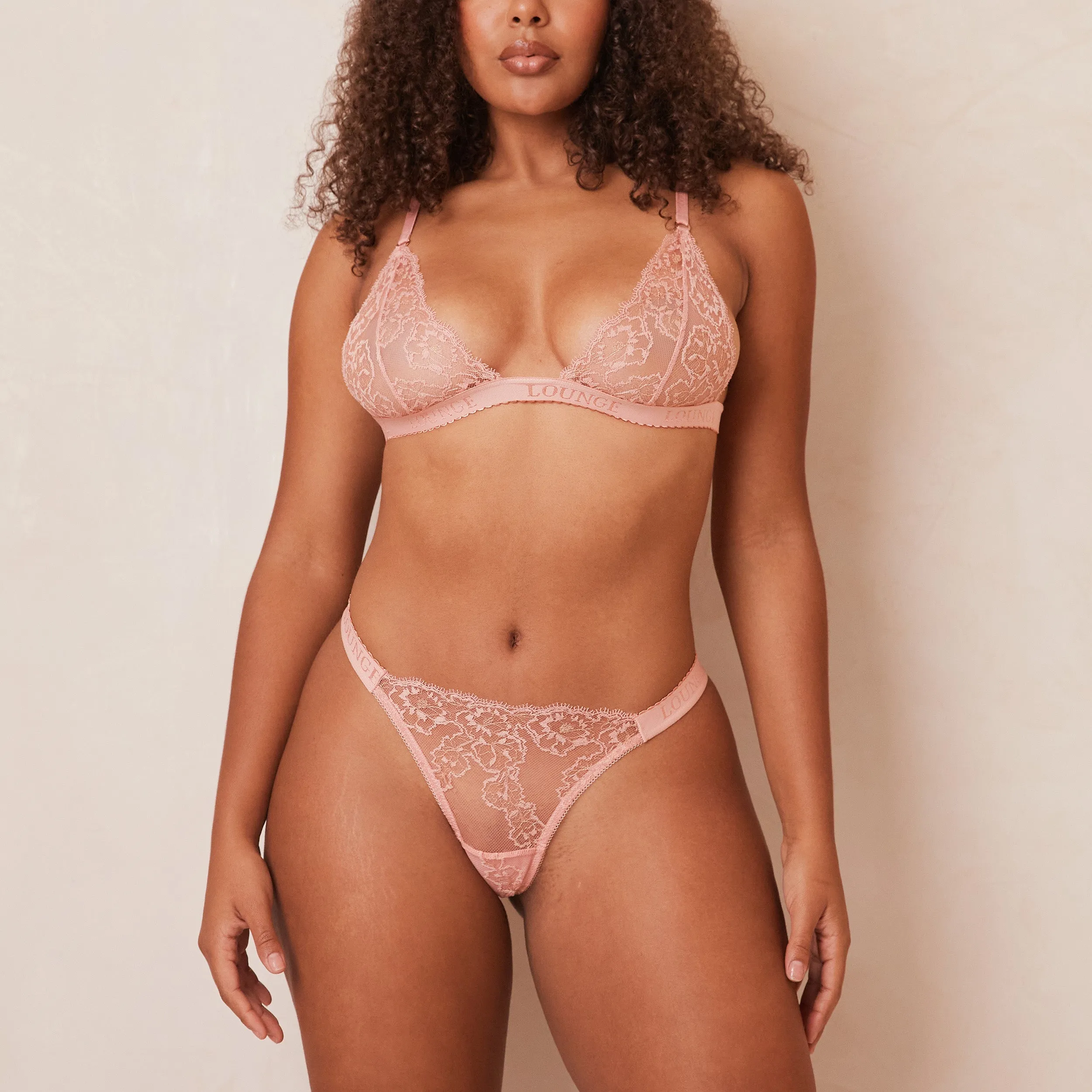 Embroidered Triangle Soutien-Gorge - Rose