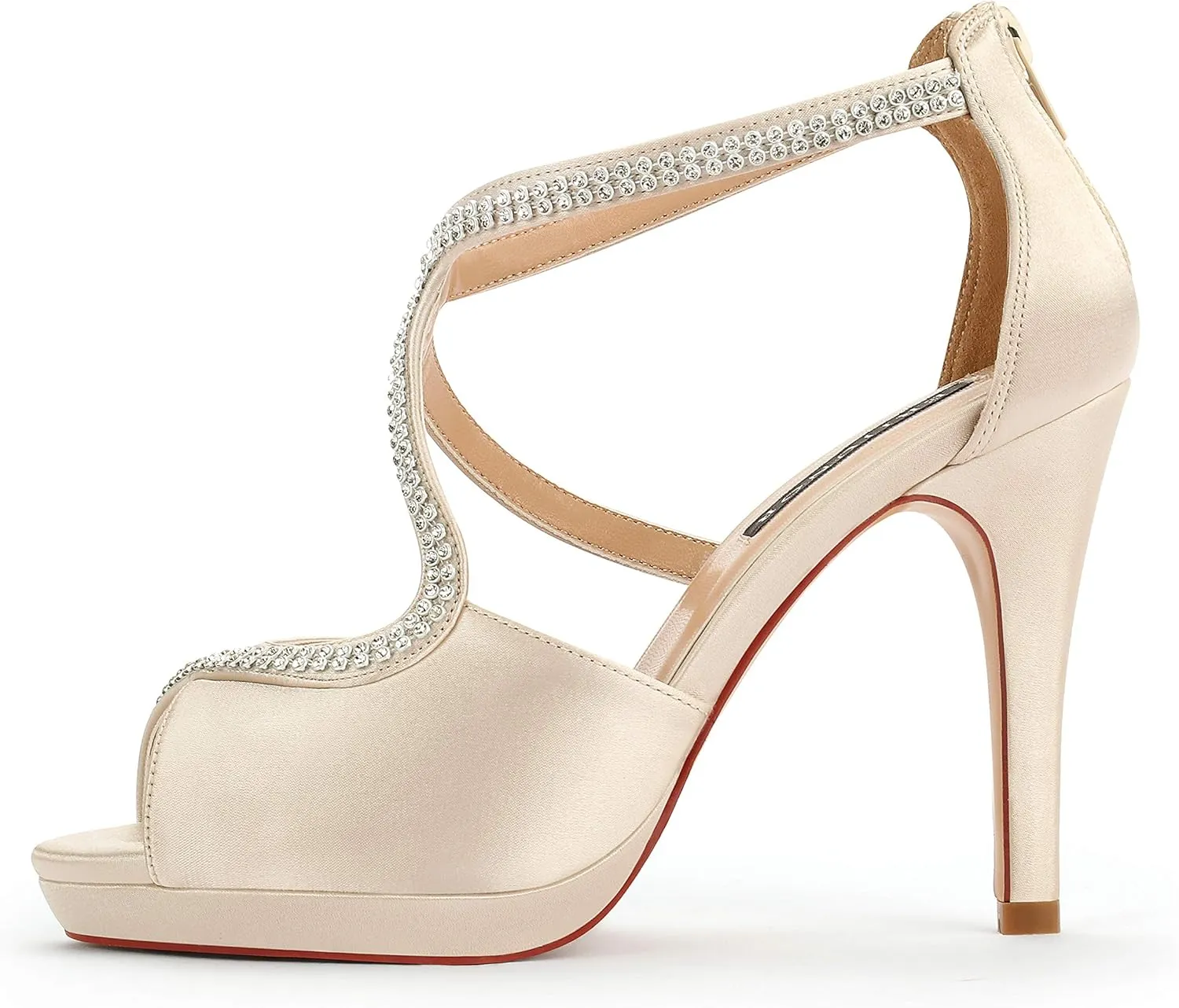 ERIJUNOR High Heel Sandals Peep Toe S-Strap Prom Wedding Evening Shoes