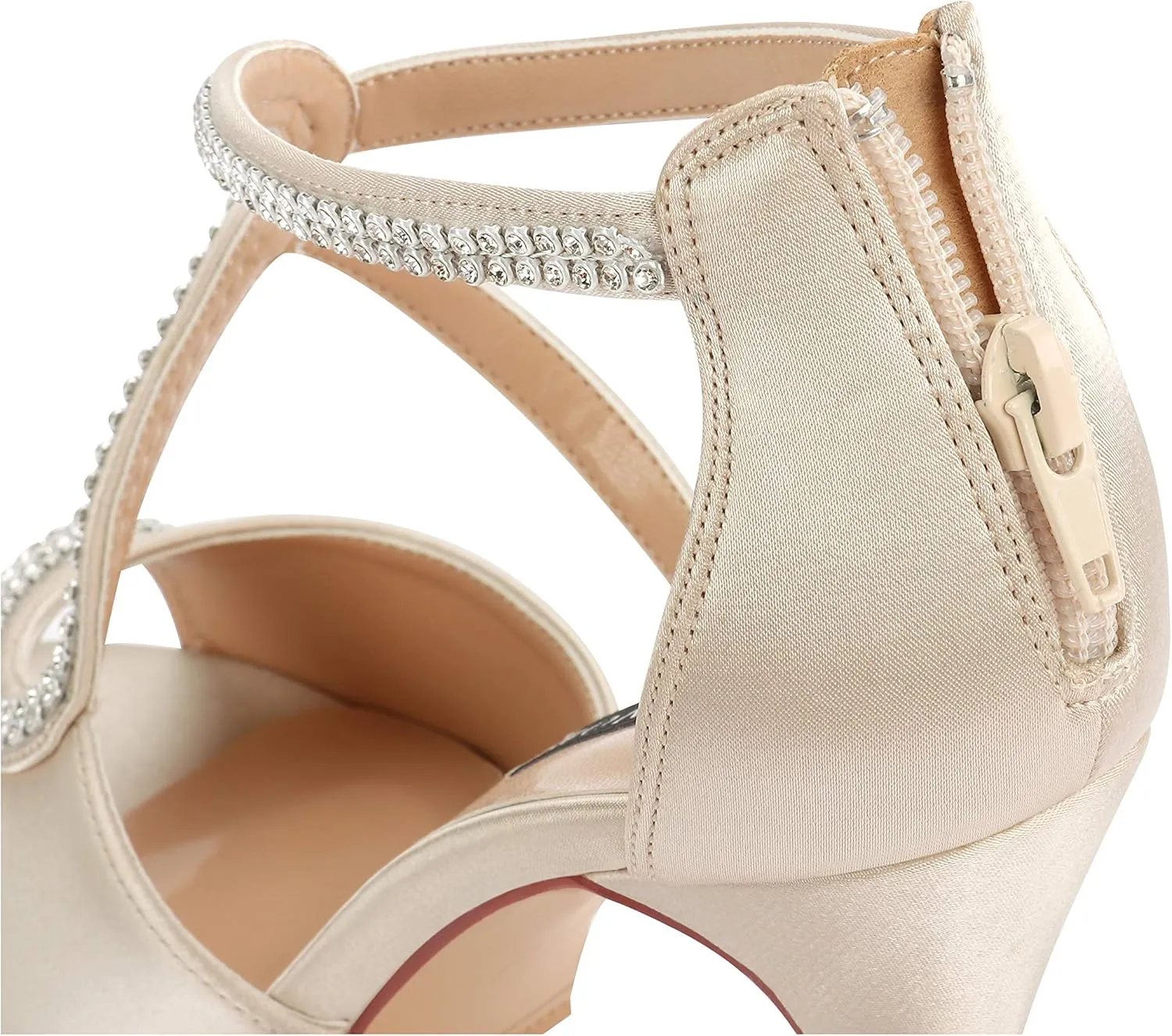ERIJUNOR High Heel Sandals Peep Toe S-Strap Prom Wedding Evening Shoes