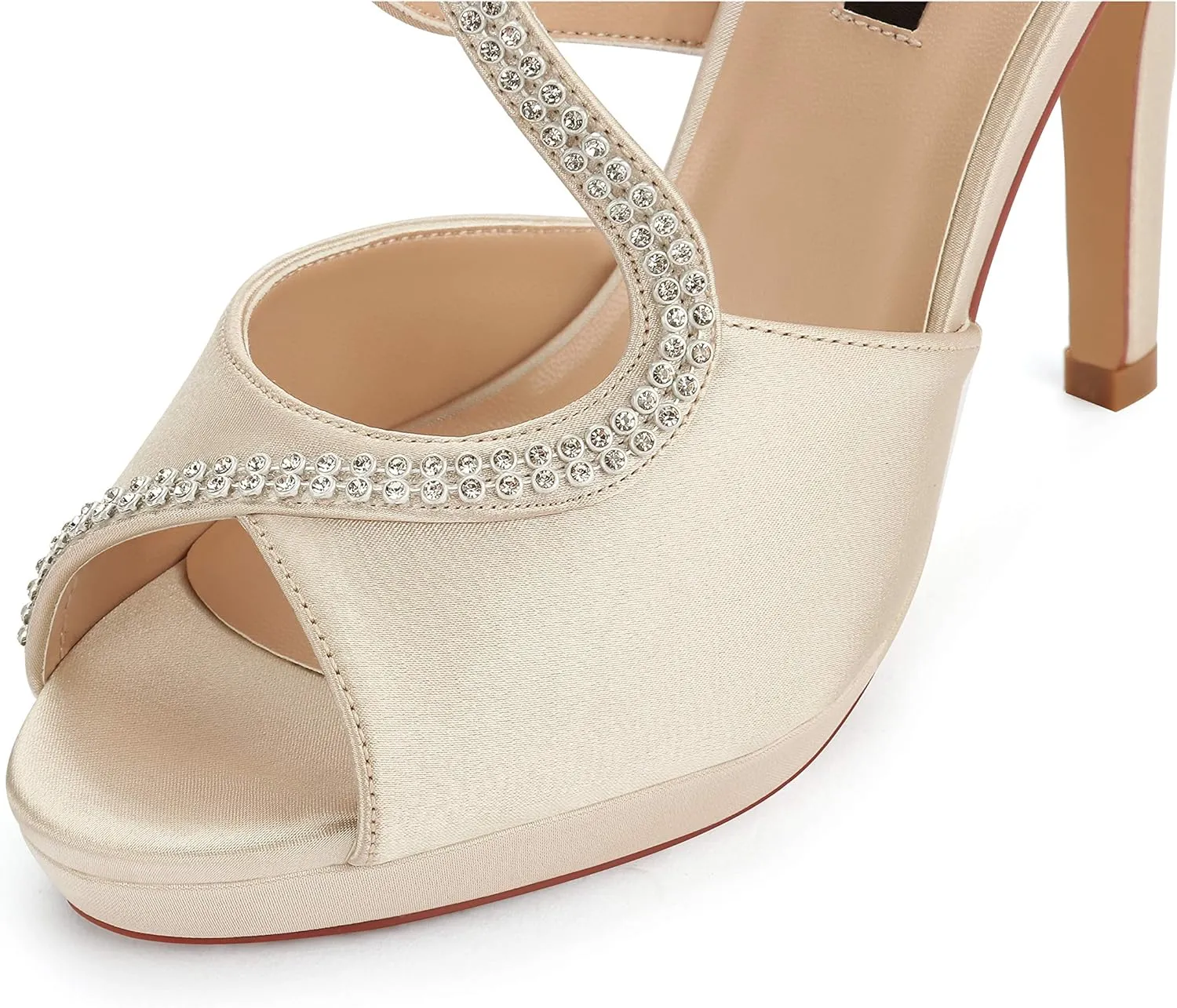 ERIJUNOR High Heel Sandals Peep Toe S-Strap Prom Wedding Evening Shoes