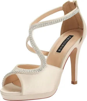 ERIJUNOR High Heel Sandals Peep Toe S-Strap Prom Wedding Evening Shoes