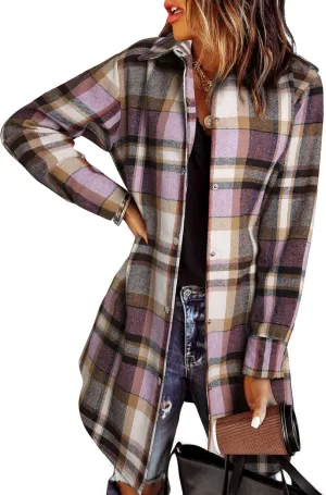 EVALESS Color Block Plaid Shacket Jacket Womens Fall Clothes Fashion Outfits