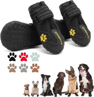 Expawlorer Dog Shoes for Small Dogs, Dog Shoes for Hot Pavement, Hiking Walking, Anti-Slip Rugged Sole,Waterproof Dog Booties for Outdoor Rain Days, All Weather Dog Boots & Paw Protectors (Black)