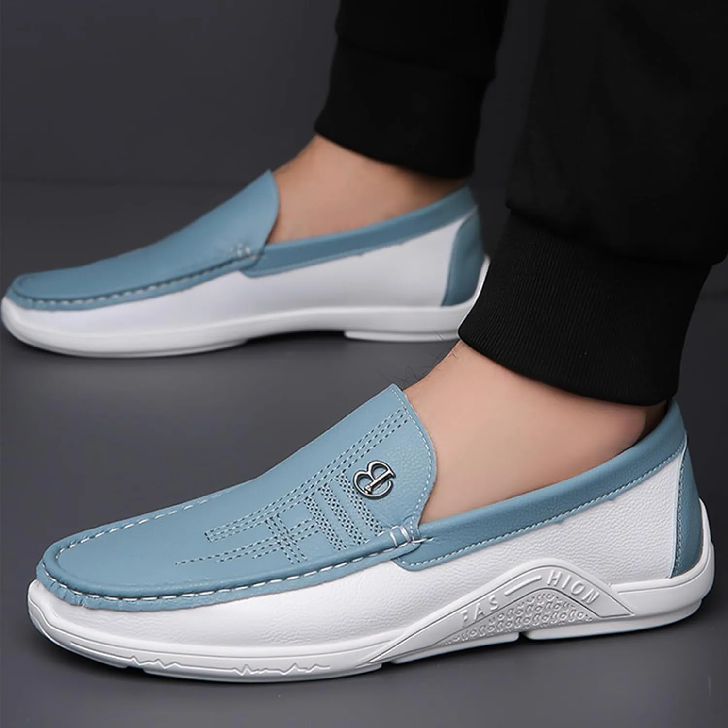 Fashion Men's Trendy Colorblocking Non-Slip Loafers, Comfortable Non-Slip Rubber Sole Casual Durable Walking Shoes,Business Style Shoes