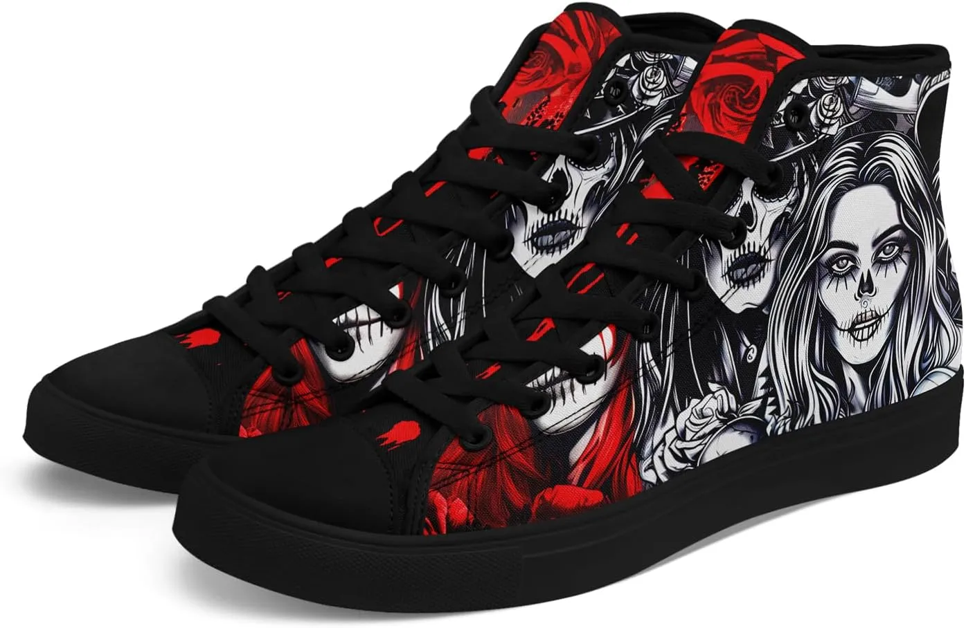 Fashion Skull High-Top Canvas Shoes for Men Women -Unique Vibrant High Top Sneakers Comfortable Casual Shoes