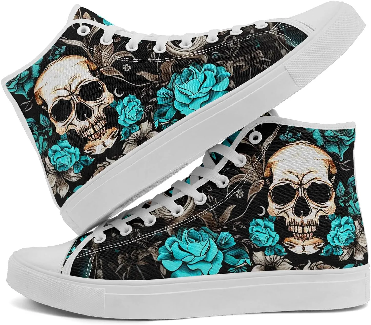 Fashion Skull High-Top Canvas Shoes for Men Women -Unique Vibrant High Top Sneakers Comfortable Casual Shoes