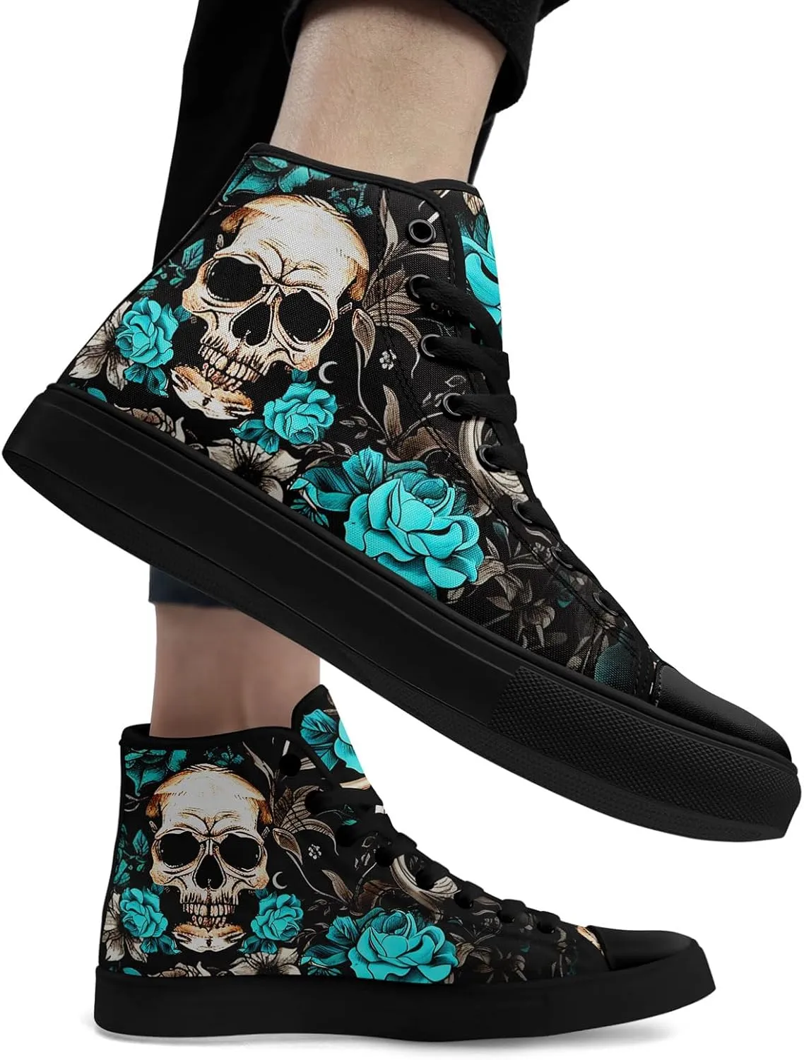 Fashion Skull High-Top Canvas Shoes for Men Women -Unique Vibrant High Top Sneakers Comfortable Casual Shoes