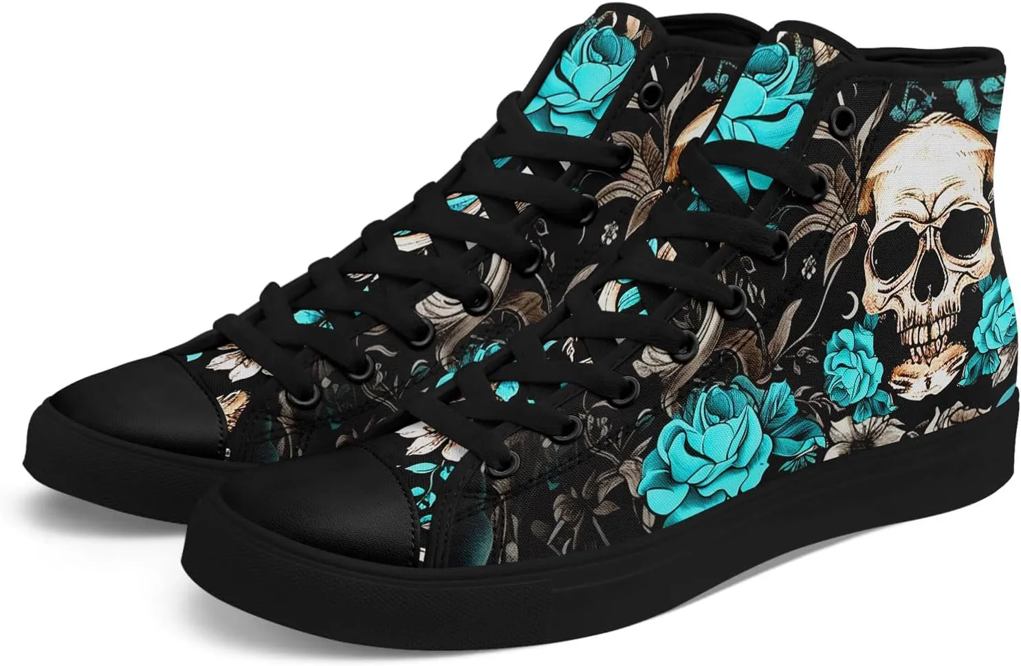 Fashion Skull High-Top Canvas Shoes for Men Women -Unique Vibrant High Top Sneakers Comfortable Casual Shoes