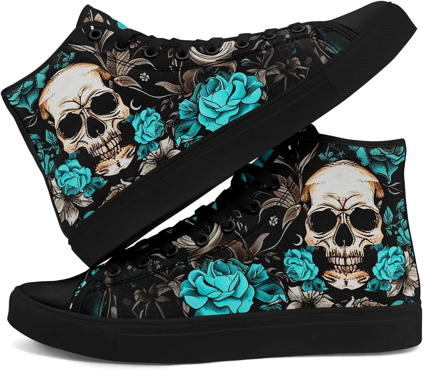 Fashion Skull High-Top Canvas Shoes for Men Women -Unique Vibrant High Top Sneakers Comfortable Casual Shoes