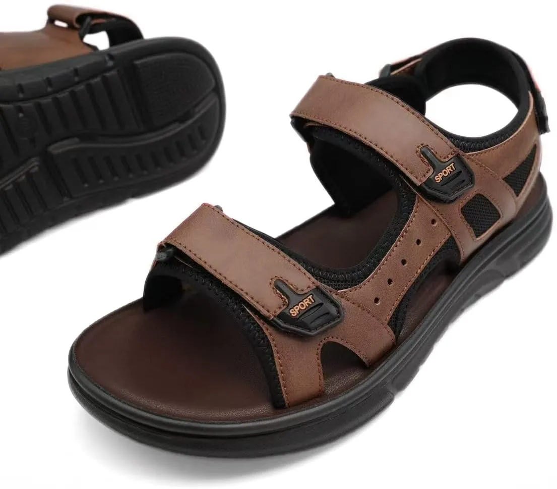Finishing & Sewing Men's Sport Sandals with Adjustable Straps, Comfort Outdoor Athletic Walking Summer Sandals
