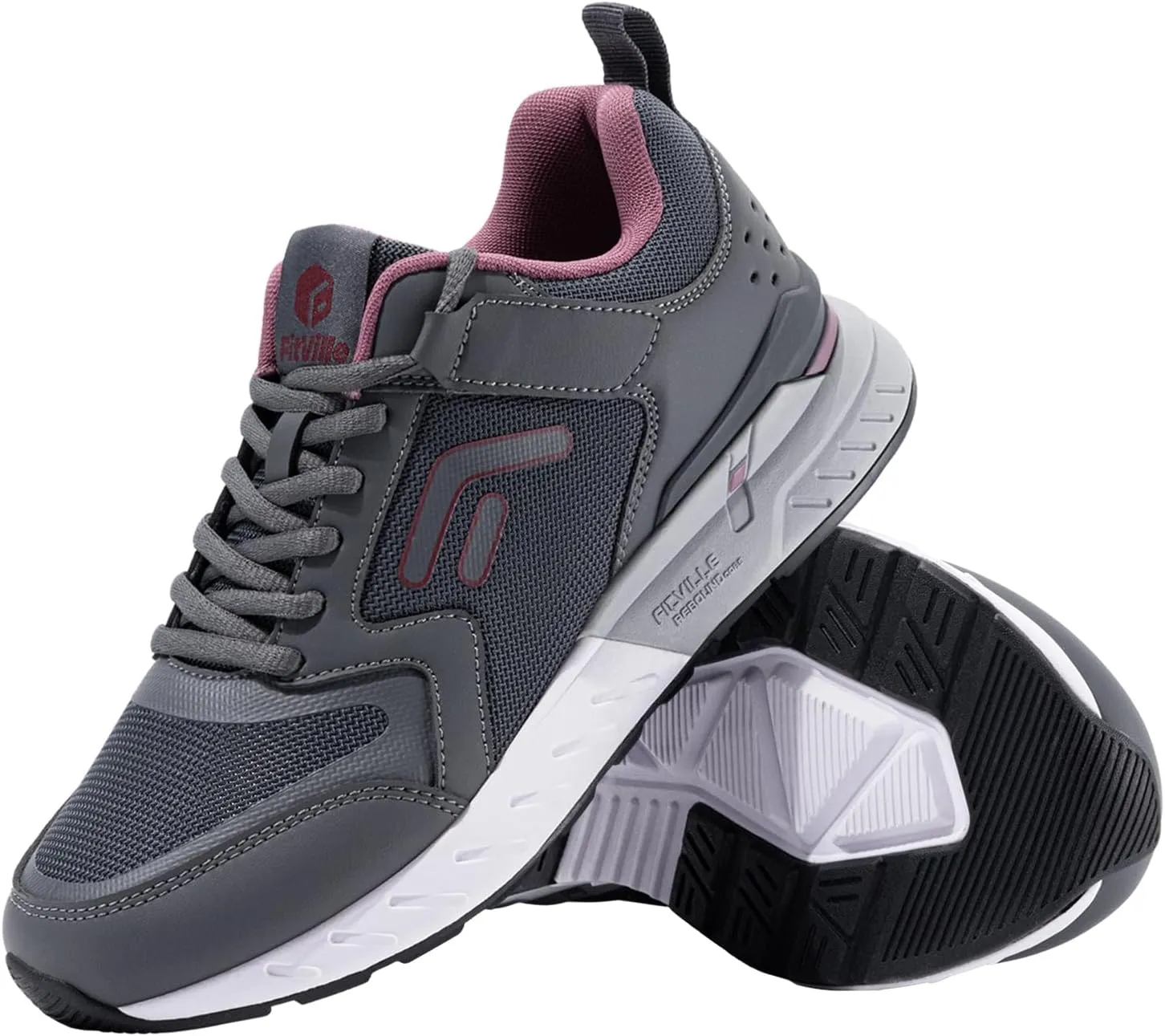 FitVille Women's Walking Shoes Wide Width Sneakers Comfort Diabetic Shoes Plantar Fasciitis Shoes for Flat Feet Heel Pain Relief - Rebound Core V7