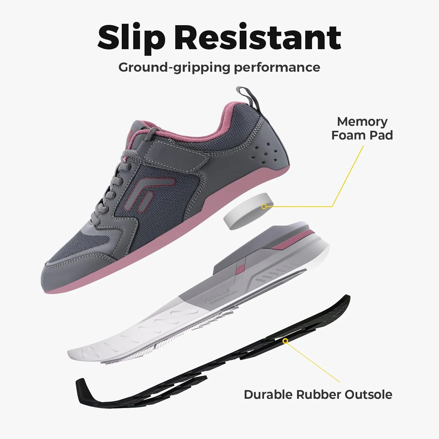 FitVille Women's Walking Shoes Wide Width Sneakers Comfort Diabetic Shoes Plantar Fasciitis Shoes for Flat Feet Heel Pain Relief - Rebound Core V7