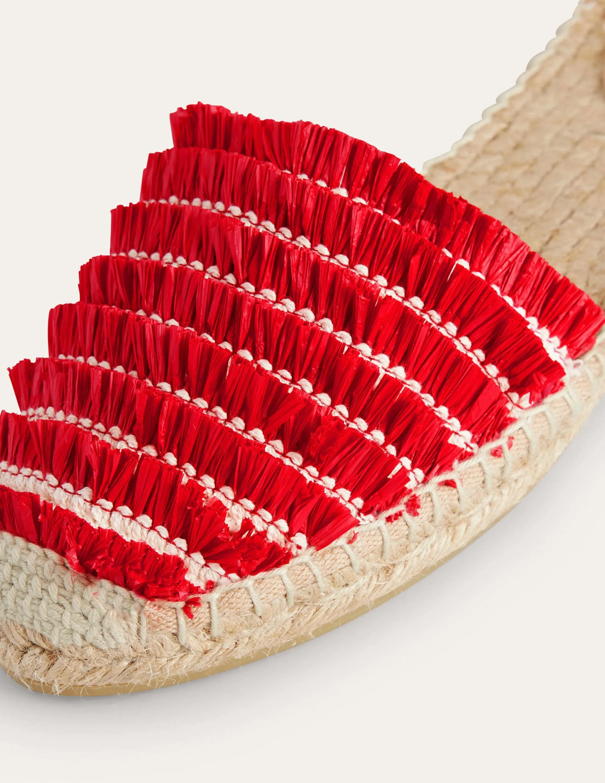 Flache Espadrilles mit Fransen-Zinnoberrot