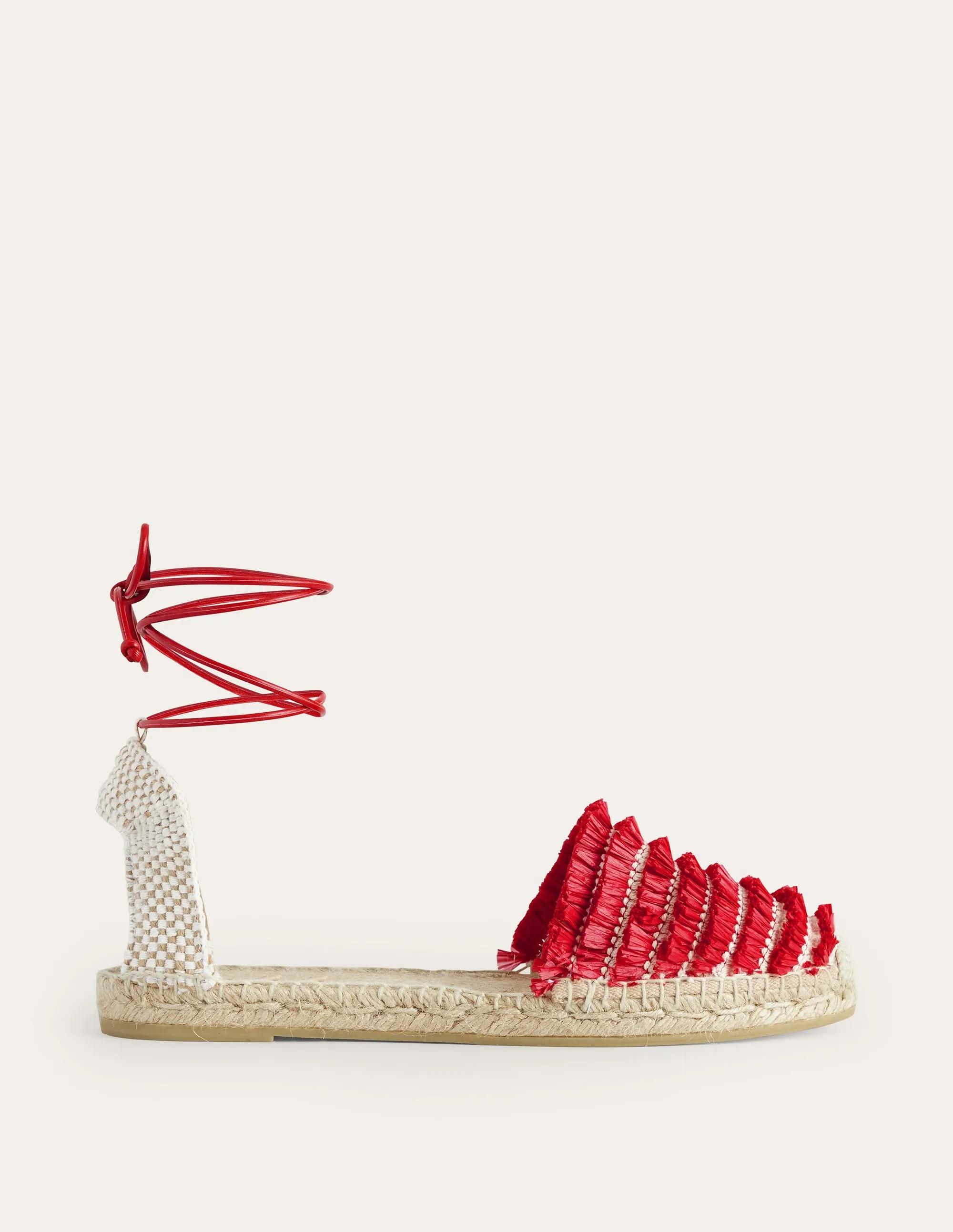 Flache Espadrilles mit Fransen-Zinnoberrot