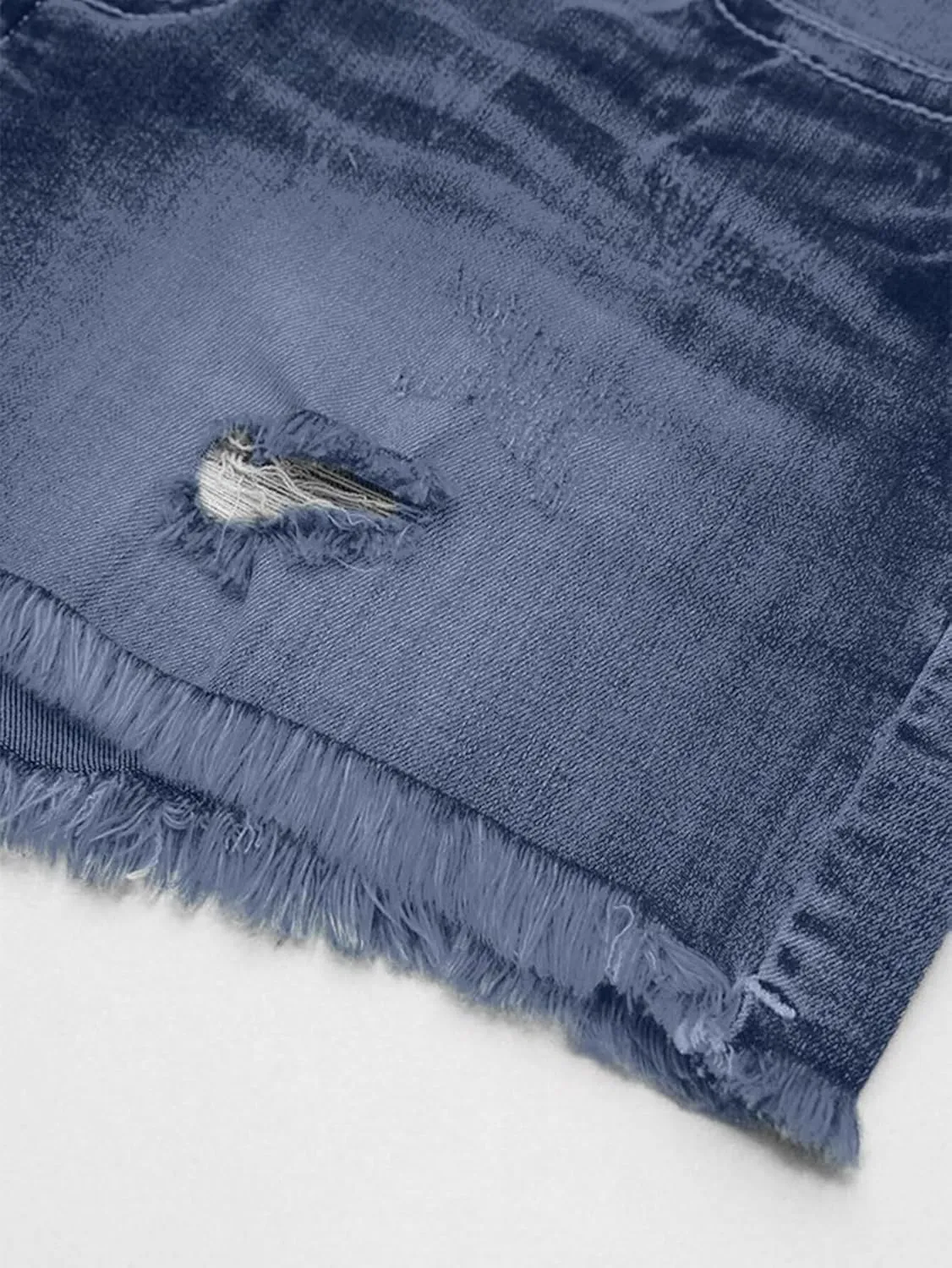 Flamingals Jean Shorts for Women Mid Waisted Stretchy Ripped Denim Shorts Raw Hem Curvy Summer Trendy Shorts