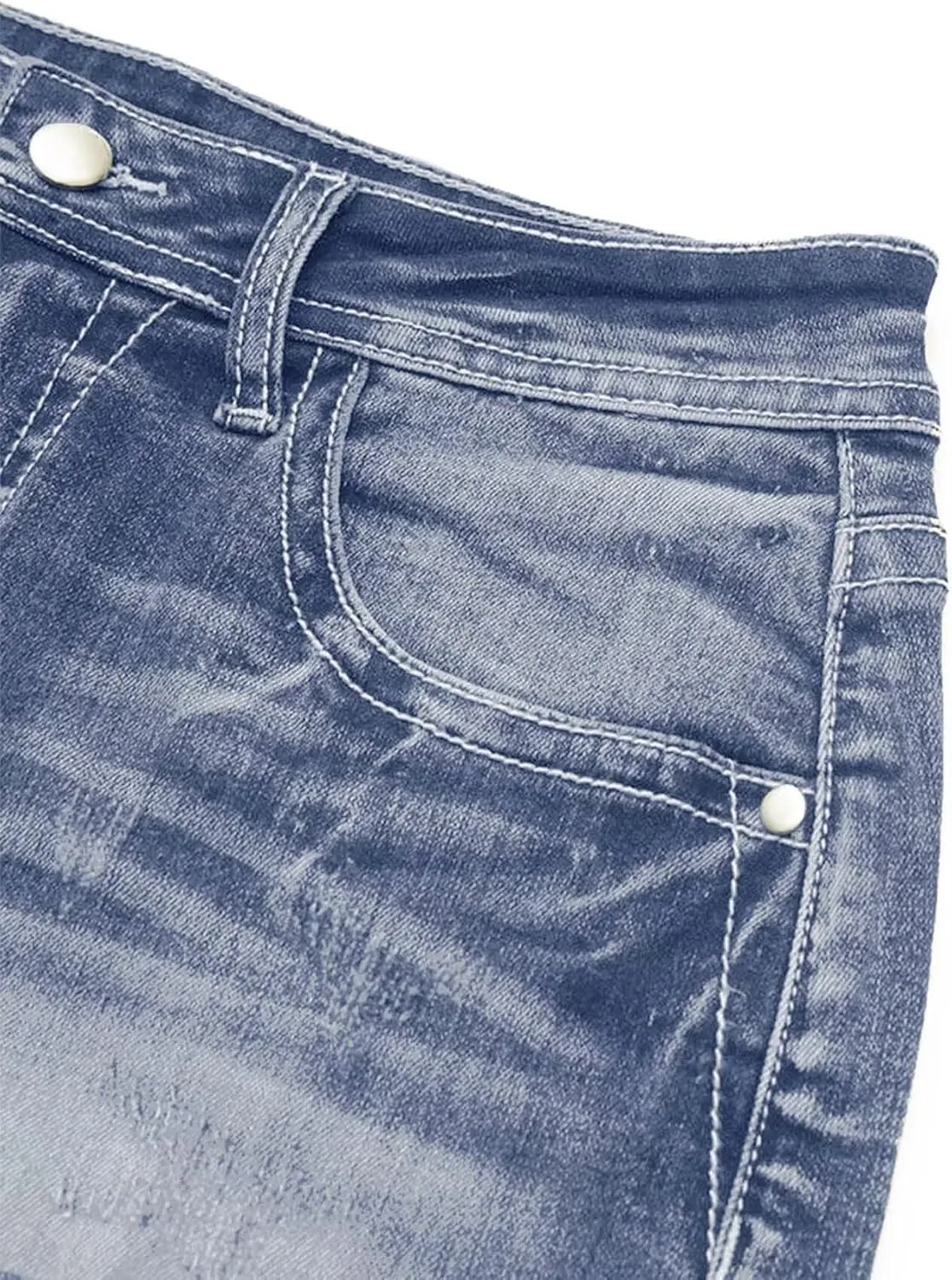 Flamingals Jean Shorts for Women Mid Waisted Stretchy Ripped Denim Shorts Raw Hem Curvy Summer Trendy Shorts