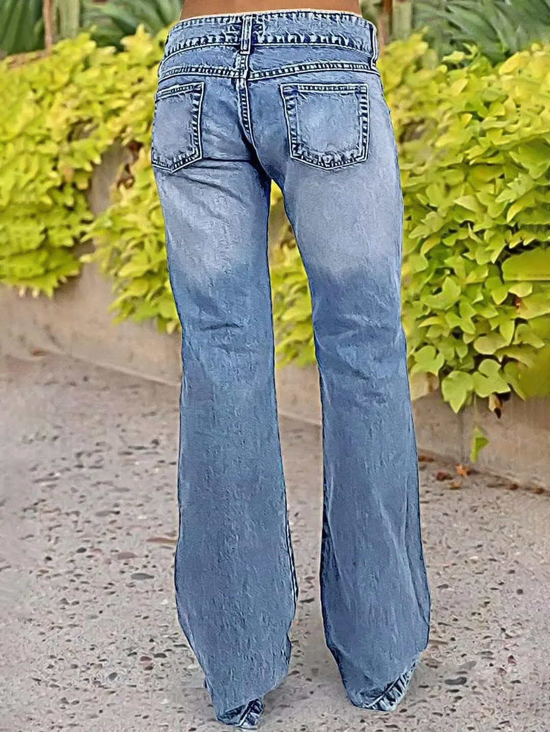 Flamingals Low Rise Flare Jeans for Women Trendy Y2K Button Side Bell Bottom Bootcut Jeans