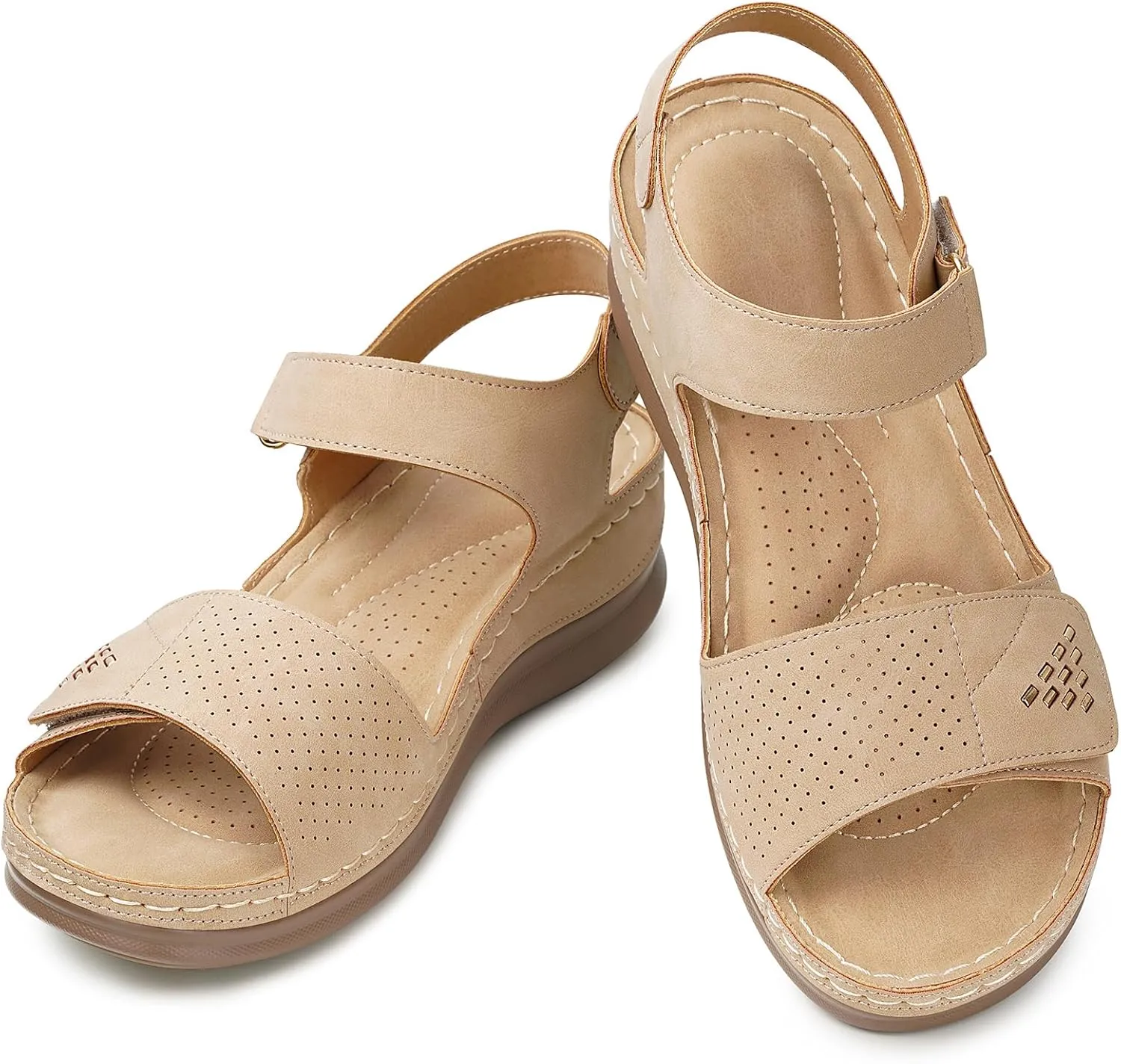 Flat Sandals for Women Comfortable - Low Wedge Womens Sandals Dressy Summer Beach Casual Walking Shoes