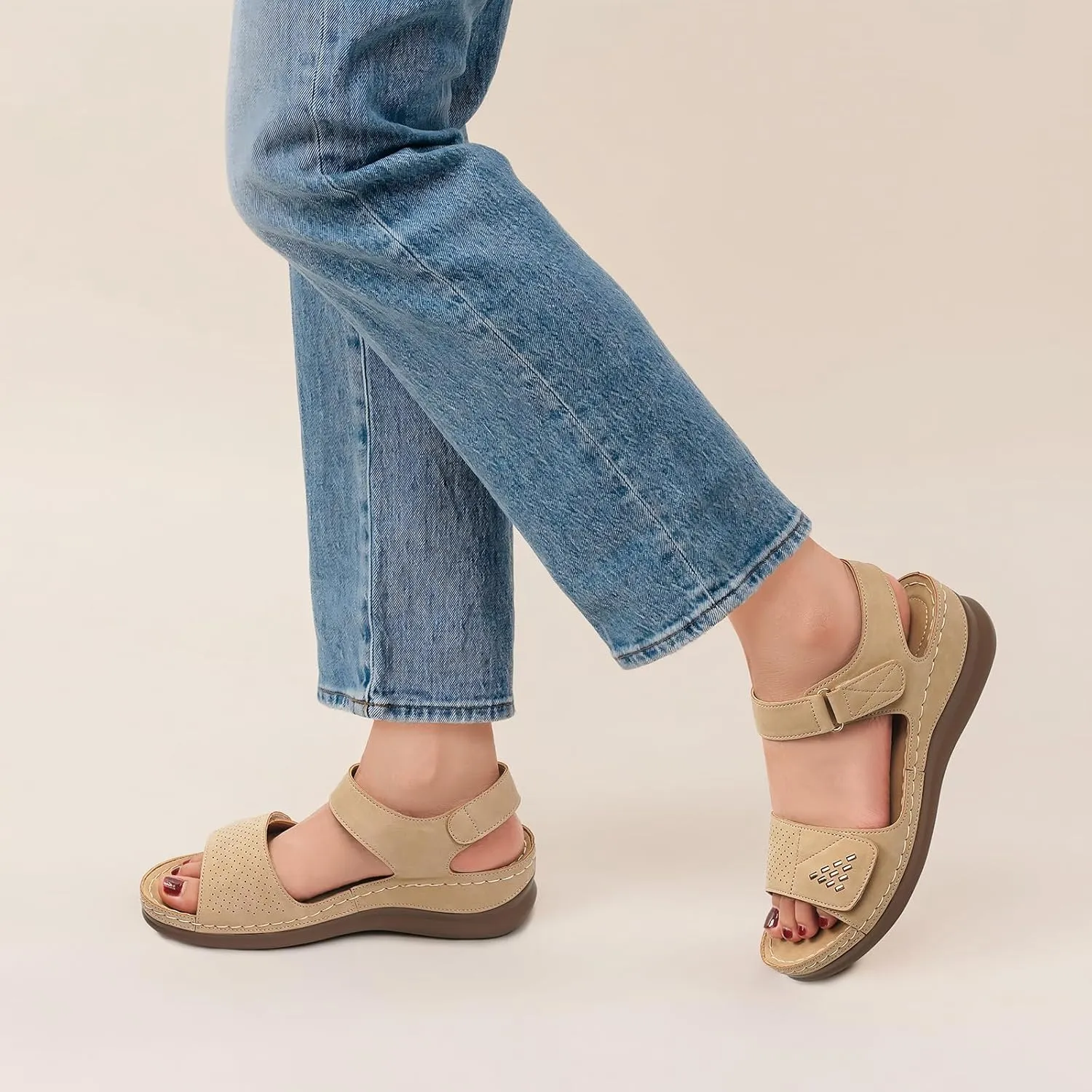 Flat Sandals for Women Comfortable - Low Wedge Womens Sandals Dressy Summer Beach Casual Walking Shoes