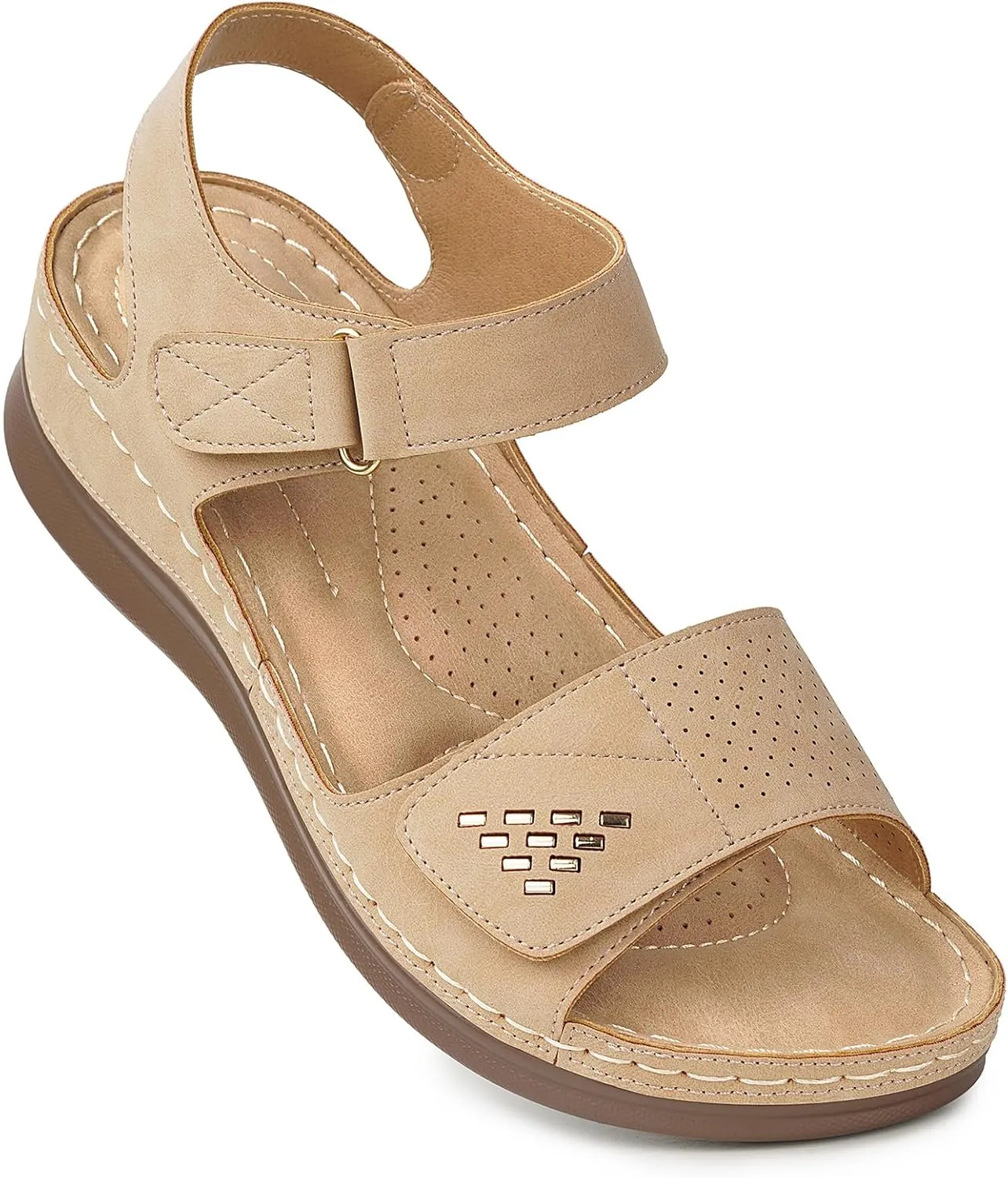 Flat Sandals for Women Comfortable - Low Wedge Womens Sandals Dressy Summer Beach Casual Walking Shoes