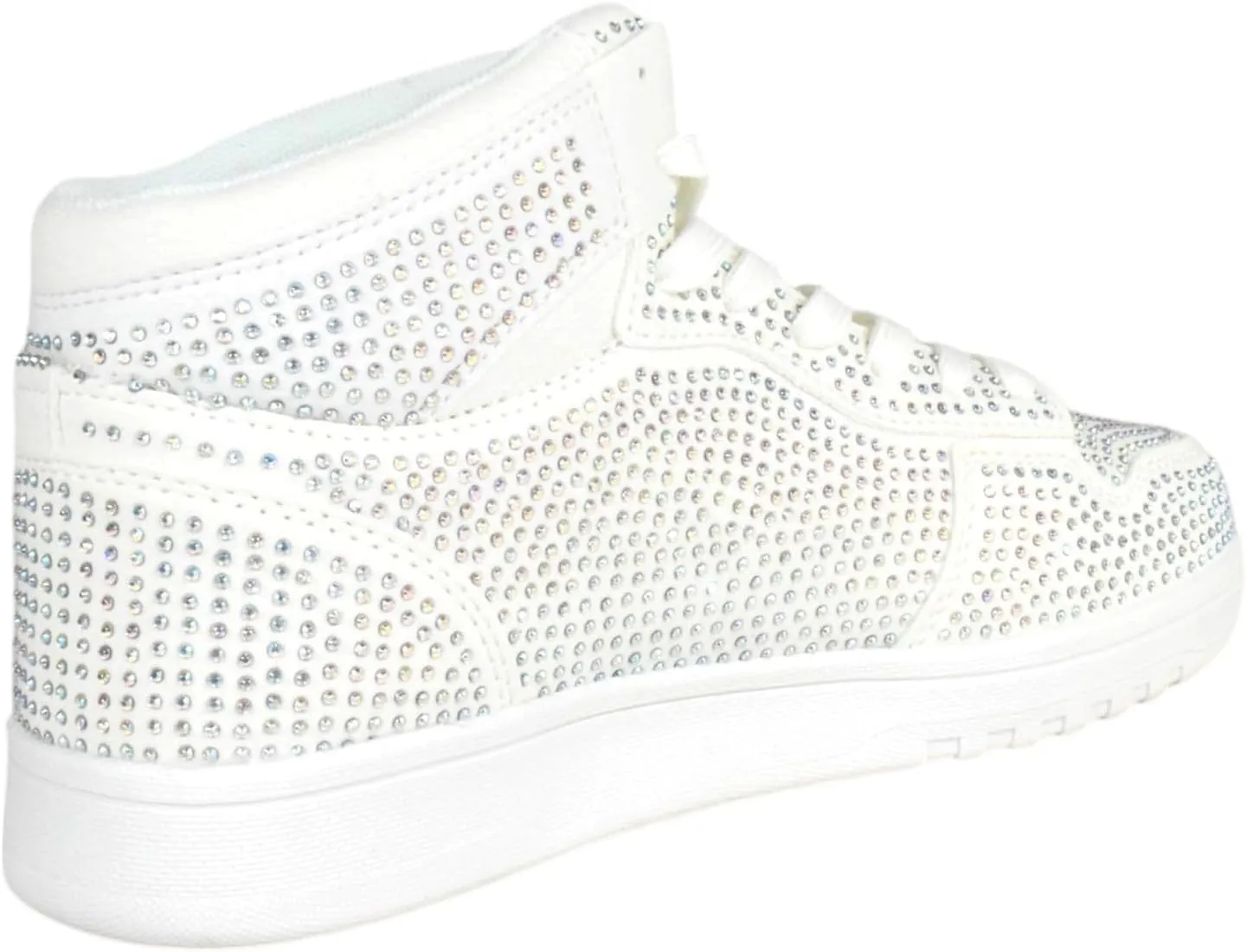 Flat Women High Top Fashion Sneakers Chelsea Shoes Lace Up Rhinestone Bling Crystals REXX-30