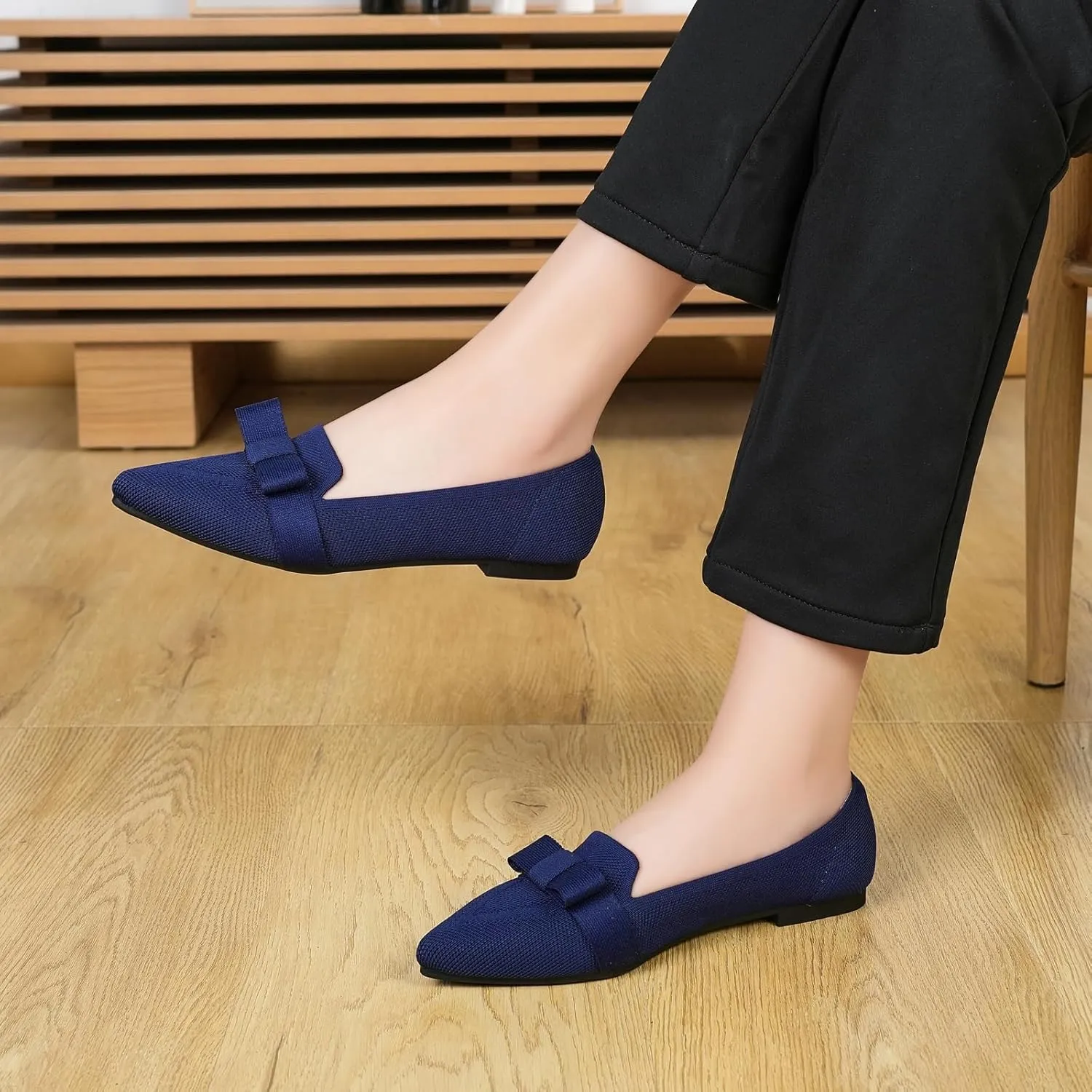 Flats for Women Pointed Toe Ballet Flats Shoes Mesh Breathable Comfortable Dressy Casual Slip On Ballerina Walking Flats