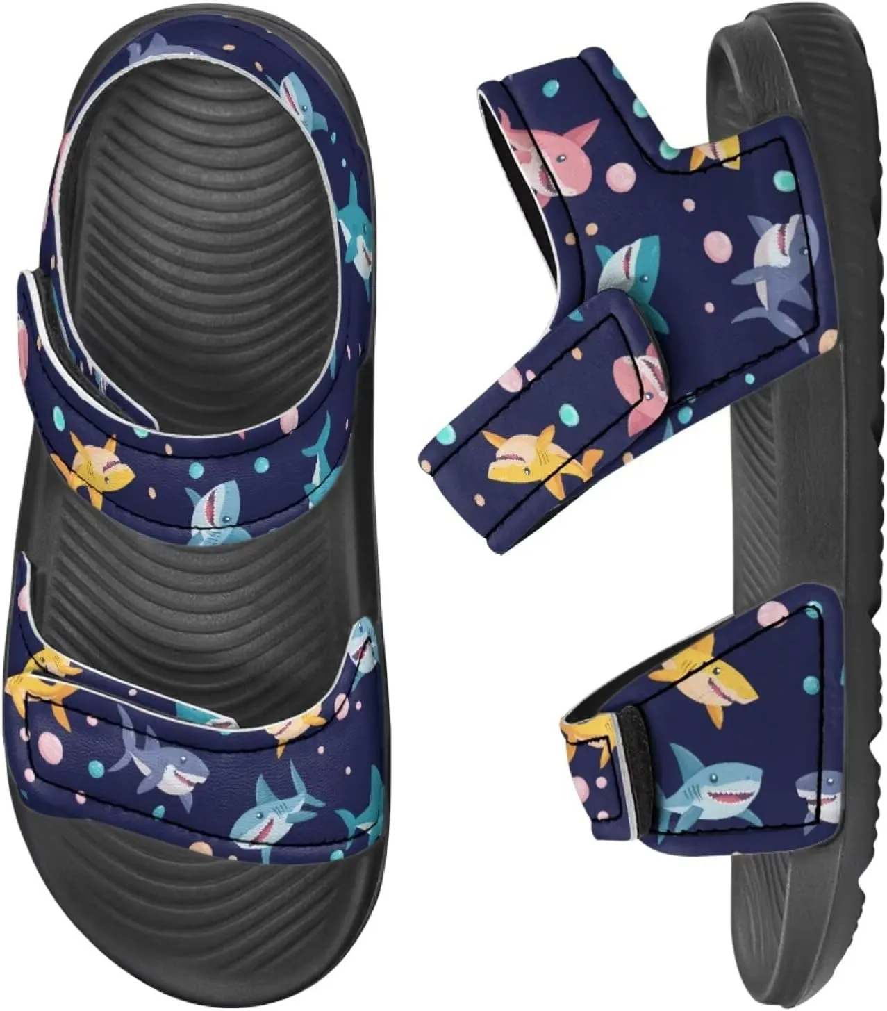 Forchrinse Boys Dragon Sandals Summer Open Toe Hiking Sports Sandal Cool Print PU Leather Beach Water Shoes