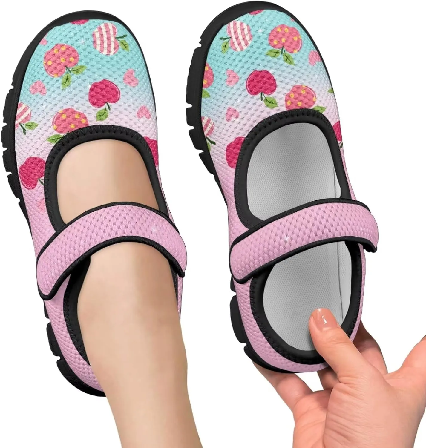 Forchrinse Girls and Toddler Girls Mary Jane Shoes Red Strawberry Corgi Print Sneaker Comfort Slip on Dressy Shoes for School