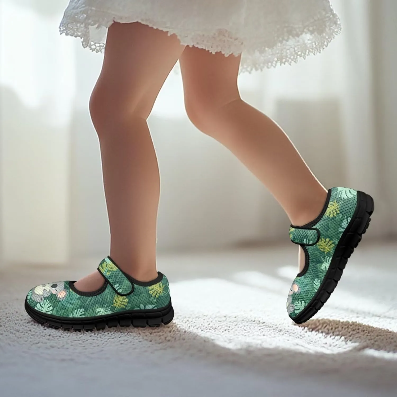 Forchrinse Sunflower Otter Pattern Toddlers Girls Dress Shoes Floral Mary Jane Flats Party School Uniform Shoes Lightweight Flats Sneakers for Kids,Size 11-2.5