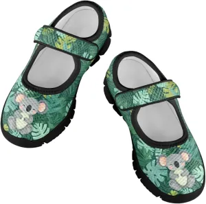 Forchrinse Sunflower Otter Pattern Toddlers Girls Dress Shoes Floral Mary Jane Flats Party School Uniform Shoes Lightweight Flats Sneakers for Kids,Size 11-2.5