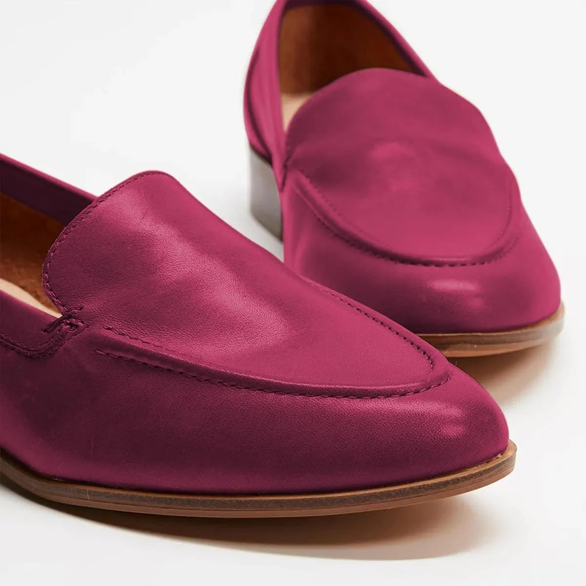 FOWT Women's Wide Width Loafer Shoes Slip On Low Block Stripped Heel Flats Pointed Toe Loafer Comfort Driving Office Loafer Shoes Size 4-16 US