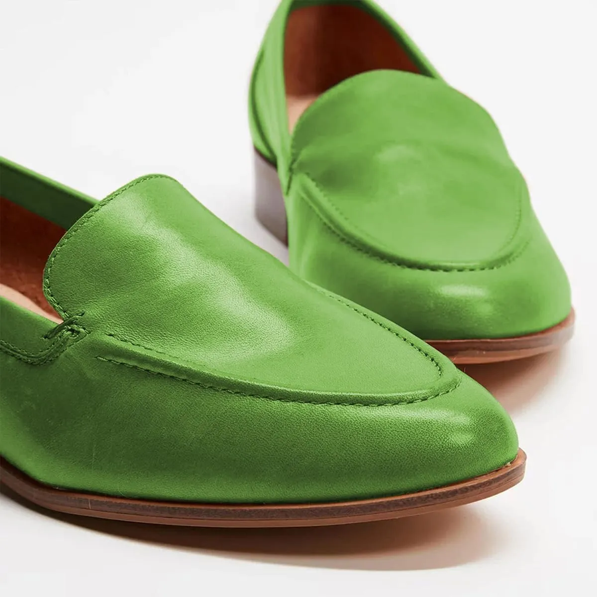 FOWT Women's Wide Width Loafer Shoes Slip On Low Block Stripped Heel Flats Pointed Toe Loafer Comfort Driving Office Loafer Shoes Size 4-16 US
