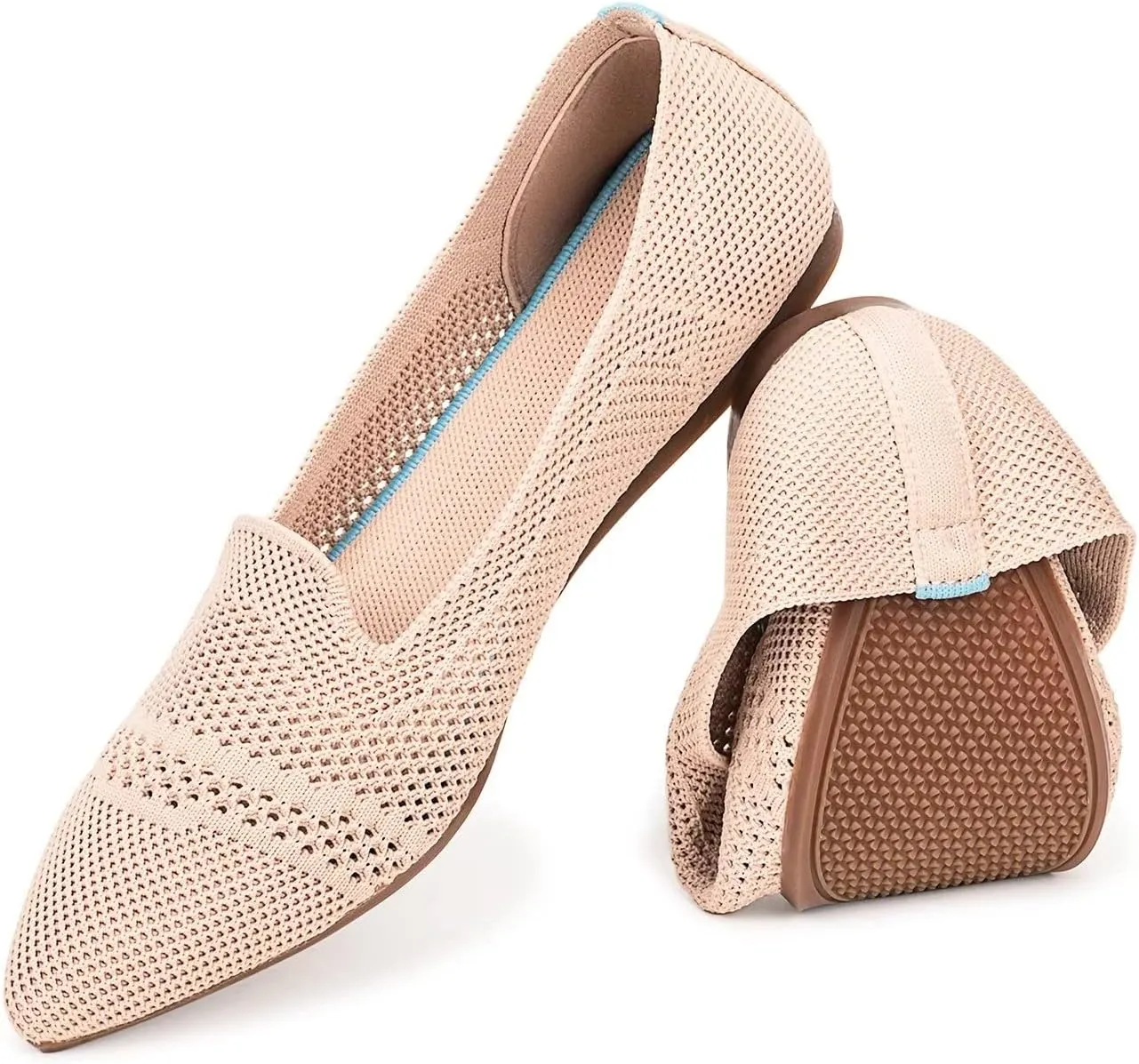 Frank Mully Women's Casual Loafer Flats Slip On Loafer Shoes Comfortable Knit Flat Shoes Classics Pointy Toe Loafer Flats,for Work,Travel