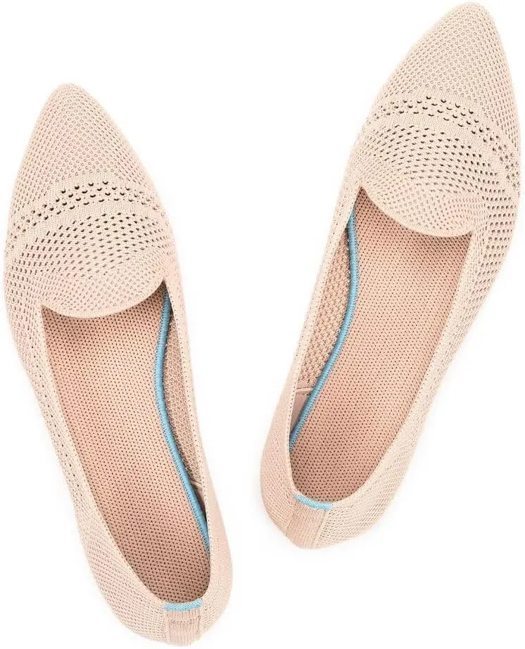Frank Mully Women's Casual Loafer Flats Slip On Loafer Shoes Comfortable Knit Flat Shoes Classics Pointy Toe Loafer Flats,for Work,Travel
