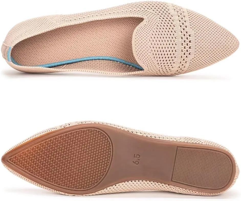 Frank Mully Women's Casual Loafer Flats Slip On Loafer Shoes Comfortable Knit Flat Shoes Classics Pointy Toe Loafer Flats,for Work,Travel