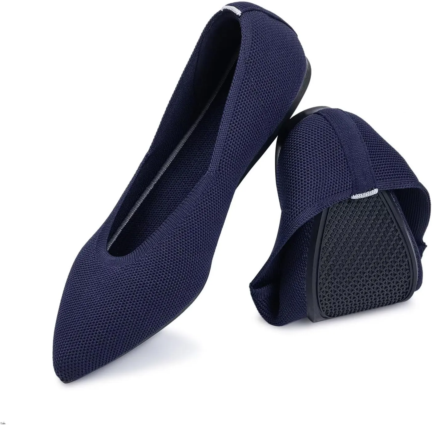 Frank Mully Womens Pointed Toe Flats Knit Dress Shoes Comfort Women Shoes Slip On Shoes for Woman Classic Softable Shoes Low Wedge