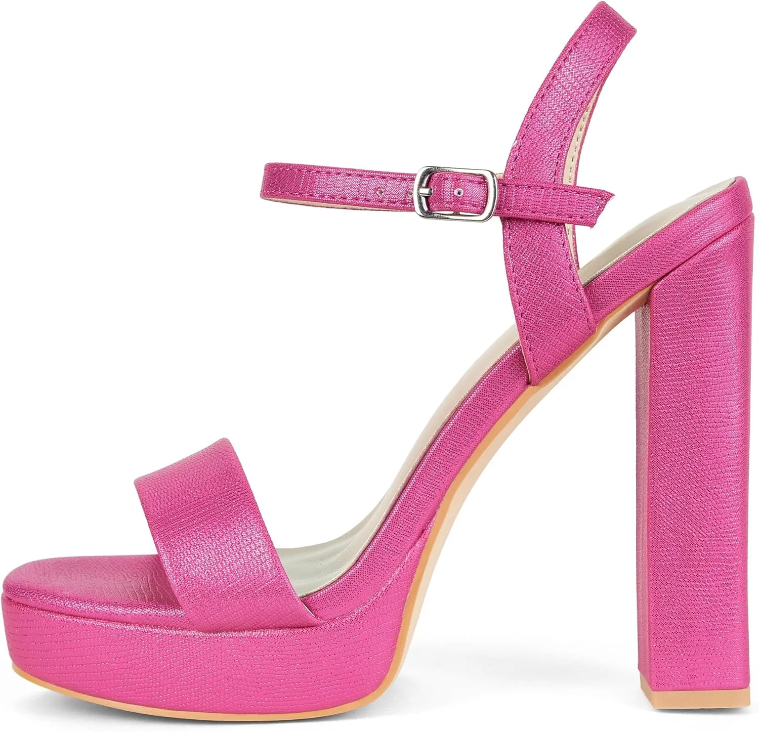 GENSHUO Platform 5 inch High Heels for Women Block Chunky High Heeled Sandals Square Open Toe Ankle Strap Glitter Sexy Shoes for Wedding Party Prom Dance