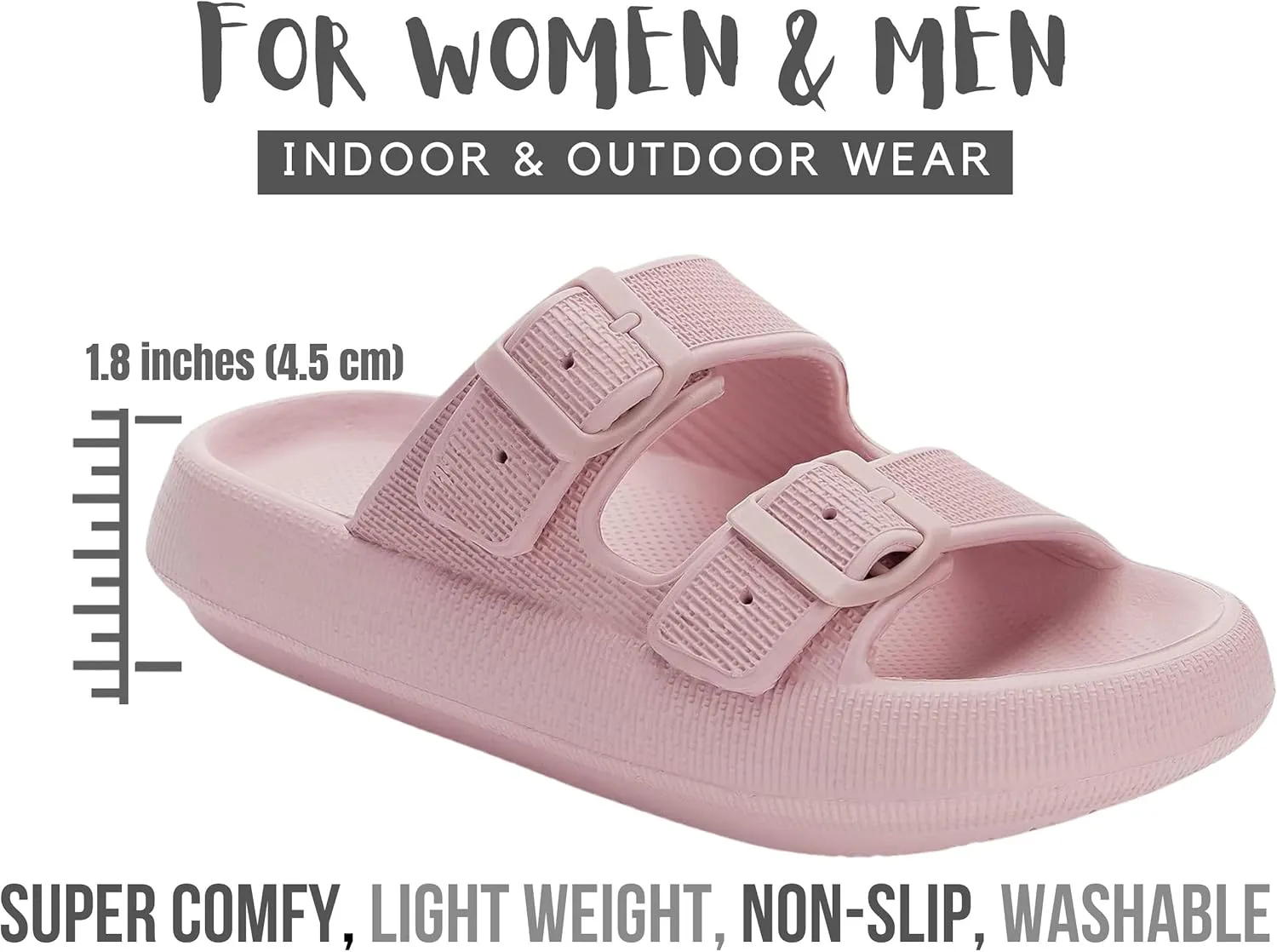 Genuine Pillow Slippers for Women and Men | House Slides Shower Sandals | Extremely Comfy | Cushioned Thick Sole | Cloud Slides | Lightweight Non-Slip Easy to Clean