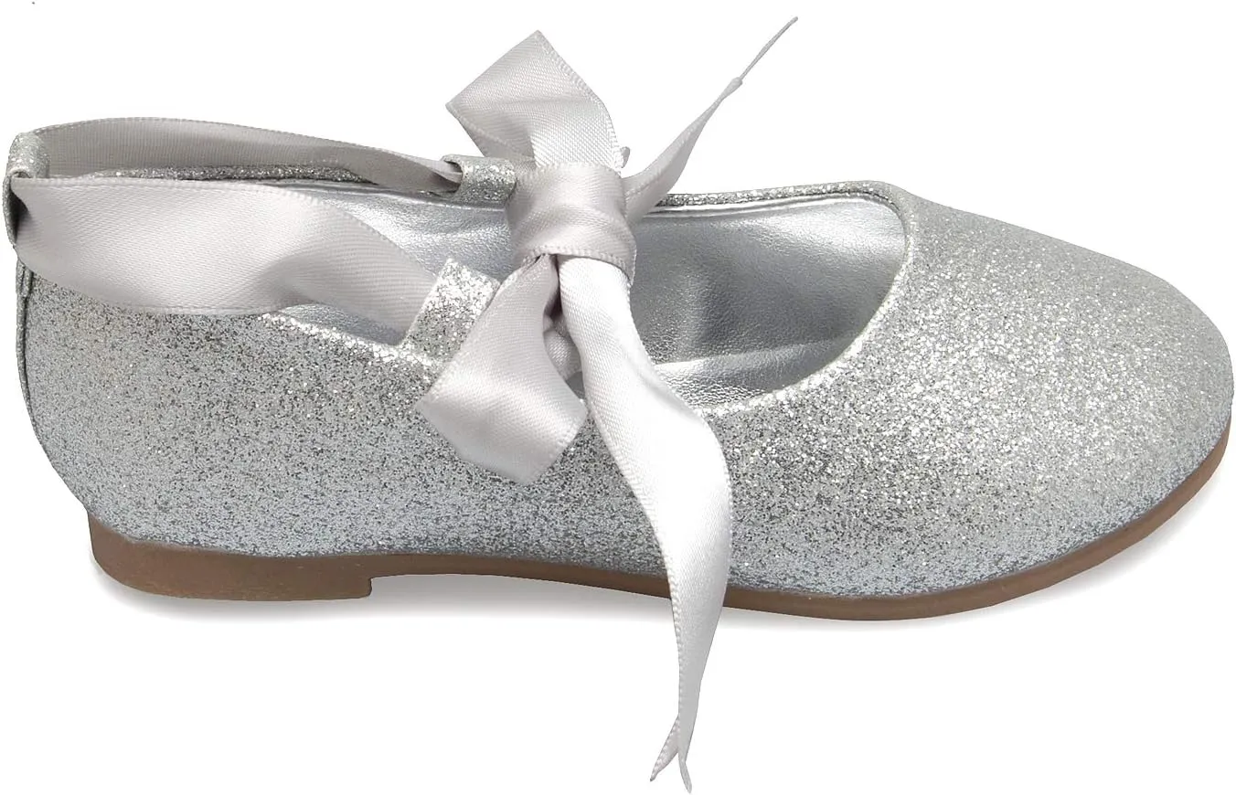 Girls Adorable Ballerina Mary Jane Flats Ribbon Tie Shoes