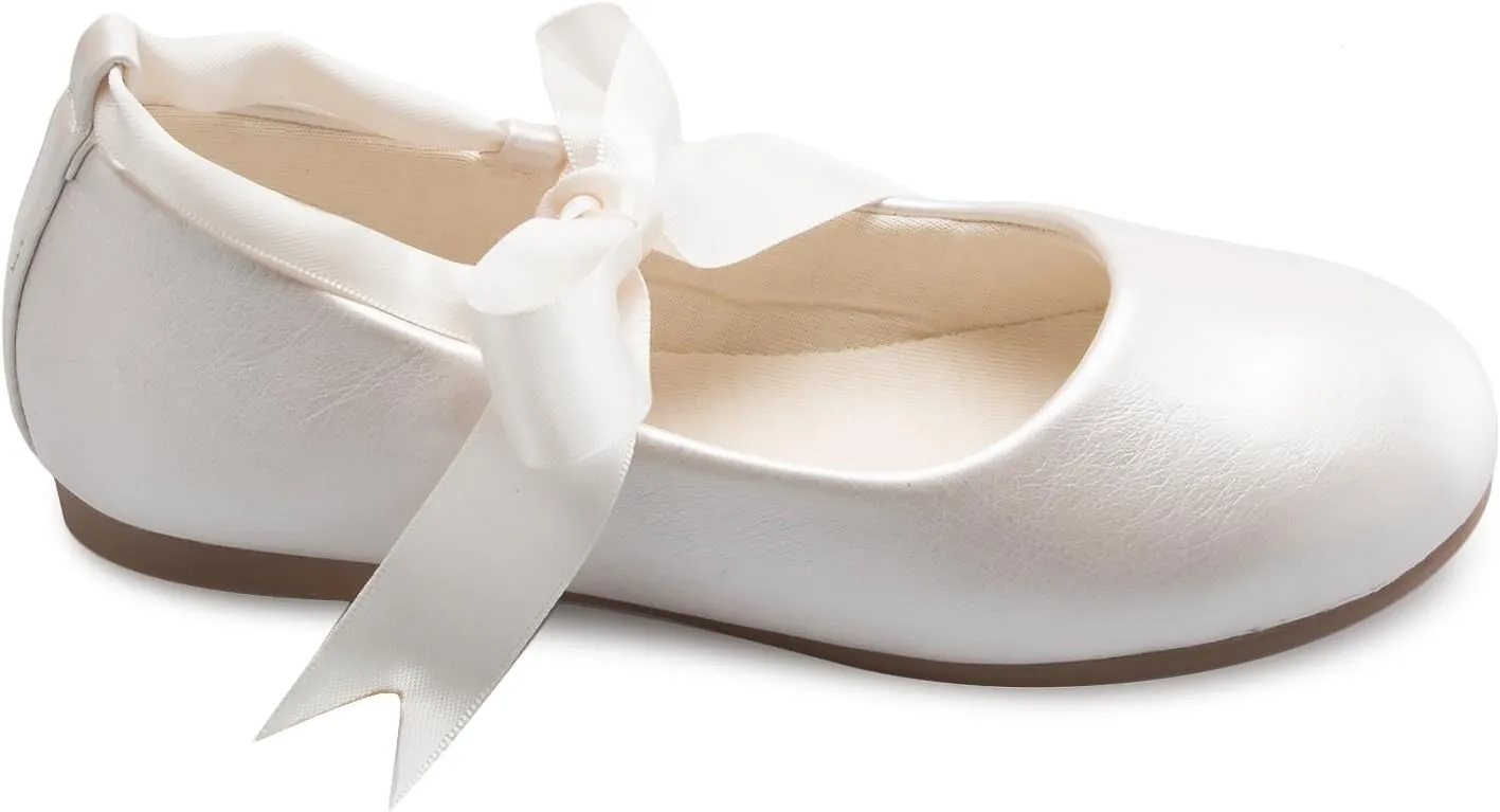 Girls Adorable Ballerina Mary Jane Flats Ribbon Tie Shoes