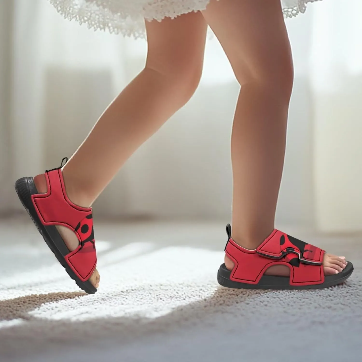 Girls Ladybug Sandals Kids Toddler Summer Hiking Water Shoes Open Toe Athletic Outdoor Sport Sandals
