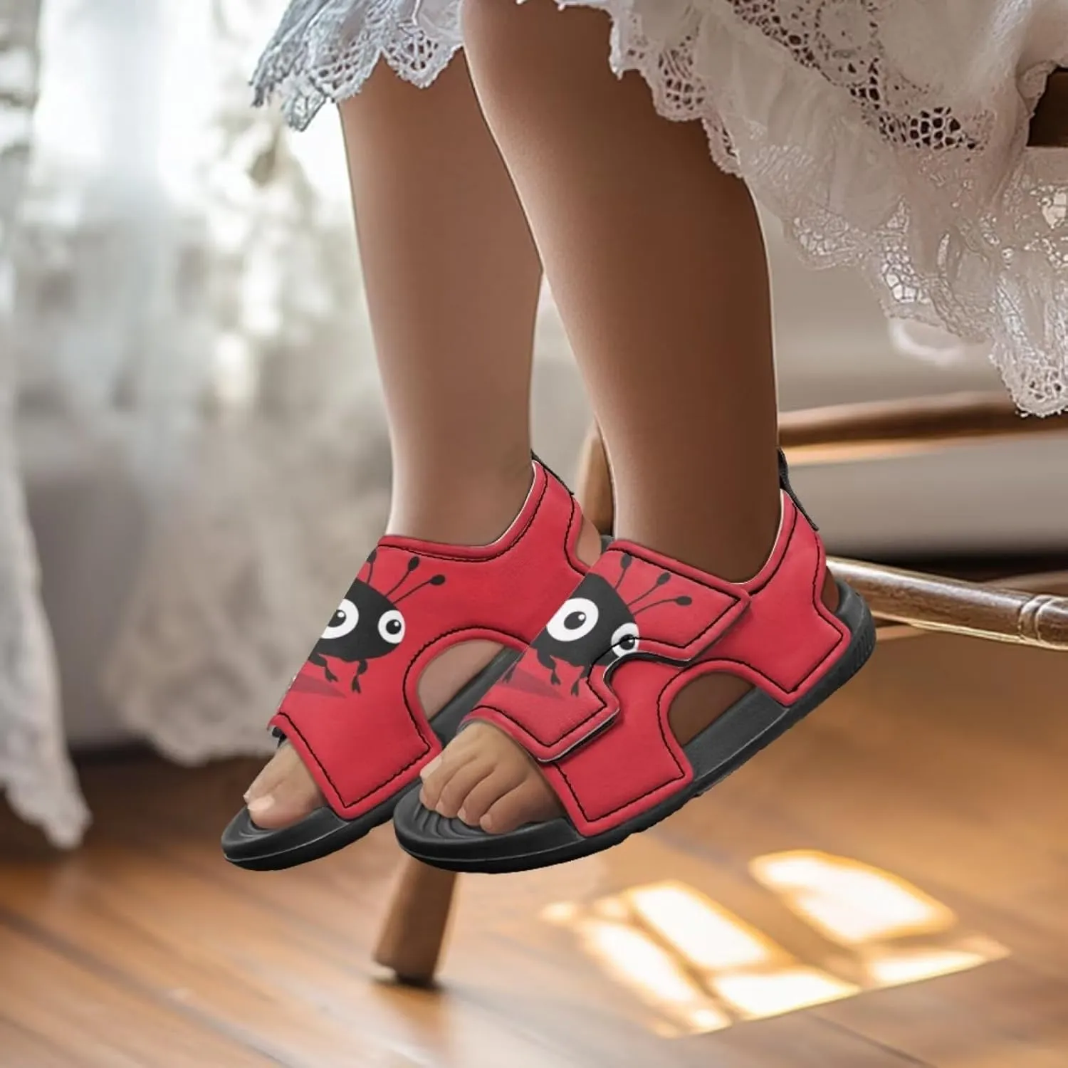 Girls Ladybug Sandals Kids Toddler Summer Hiking Water Shoes Open Toe Athletic Outdoor Sport Sandals