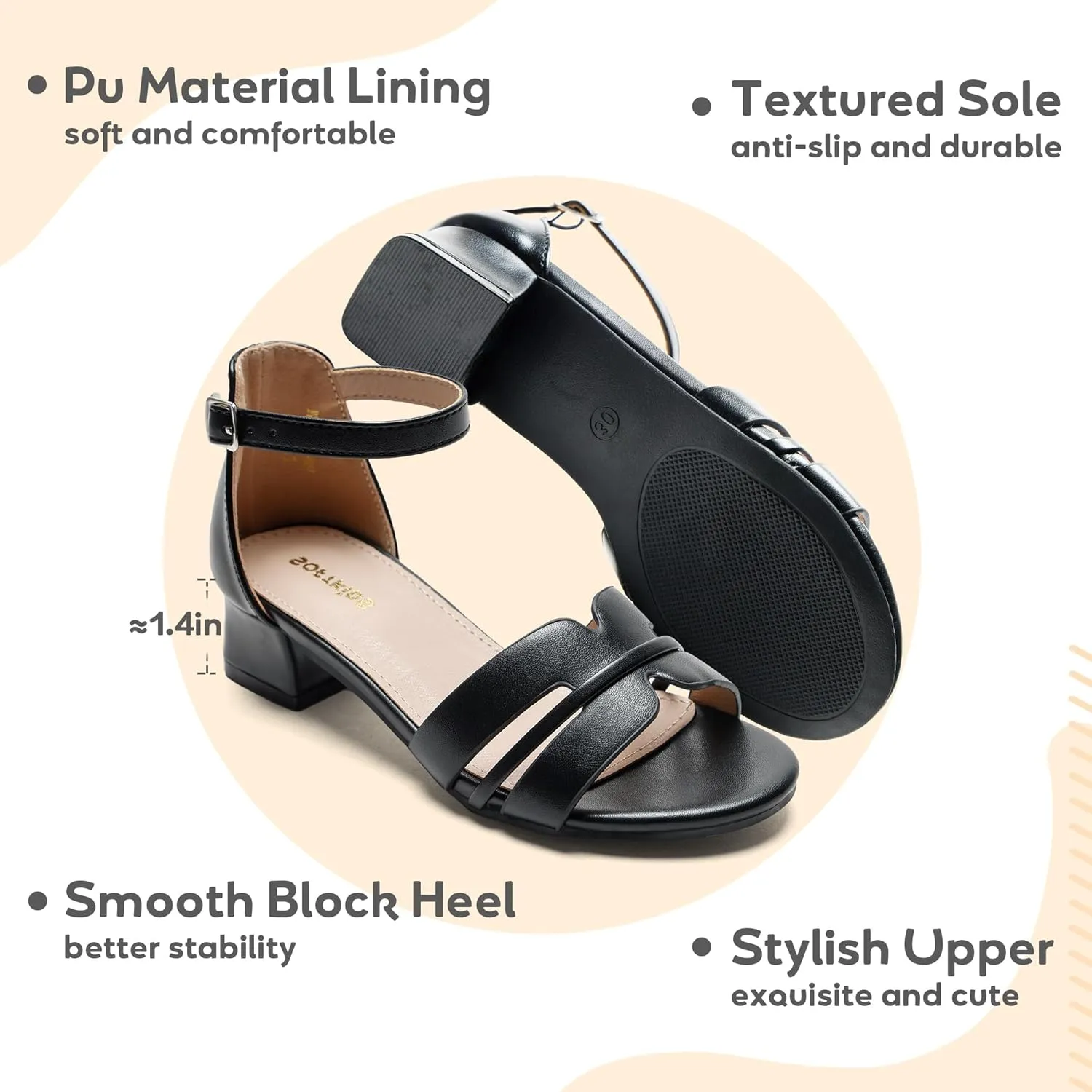 Girls Sandals Low Heels Girl Dress Shoes Open Toe Flower Girl Wedding Party for Toddler Little Big Kid