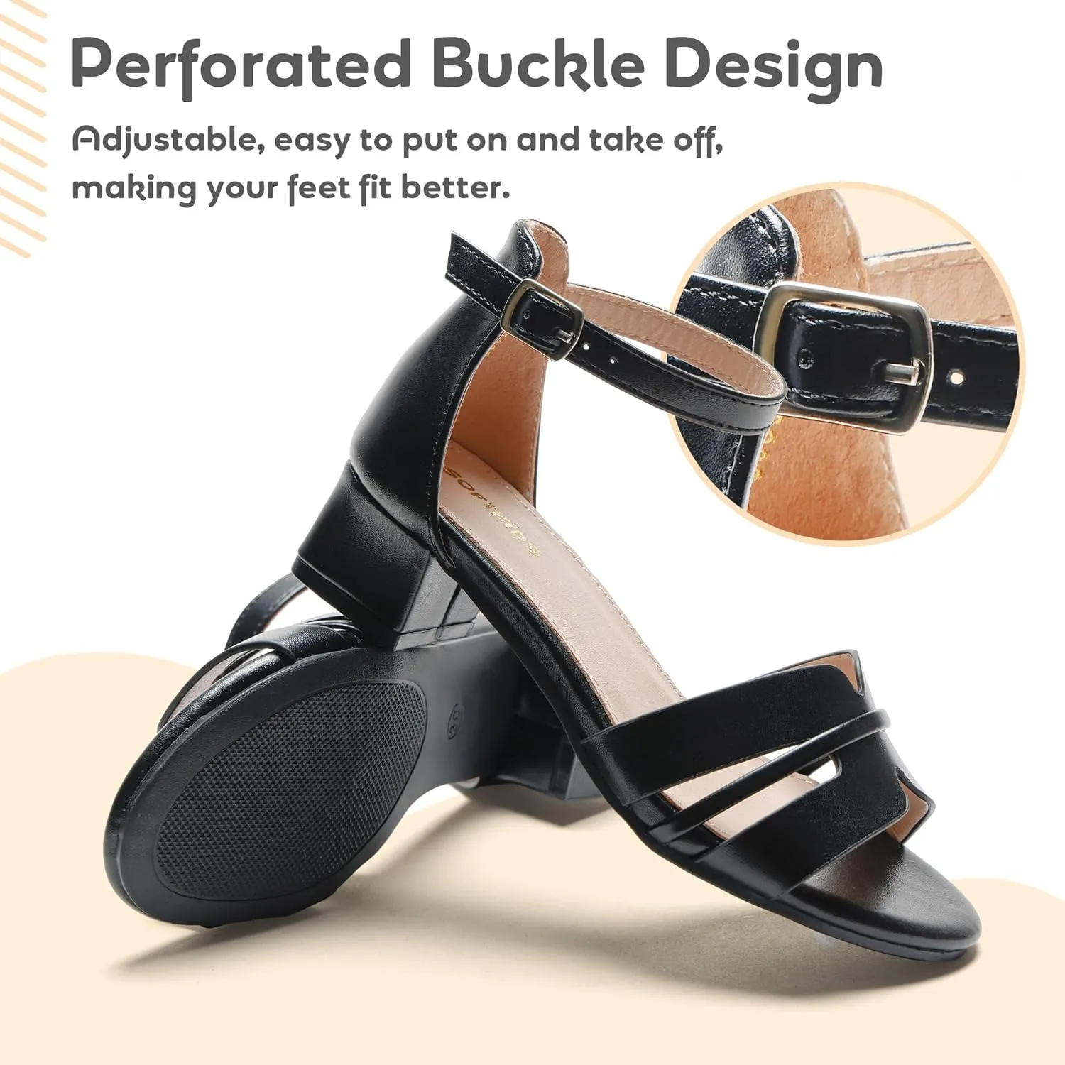 Girls Sandals Low Heels Girl Dress Shoes Open Toe Flower Girl Wedding Party for Toddler Little Big Kid