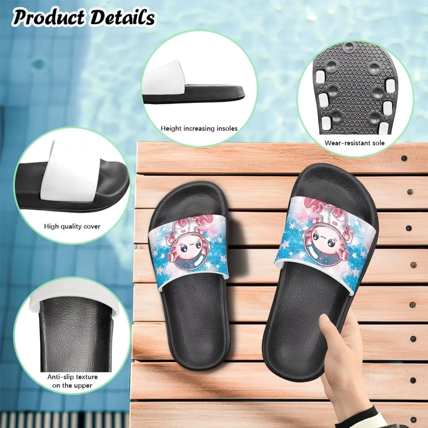 Girls Slides Kids Summer House Shoes for Boys Beach Pool Sporty Slides Shower Non Slip Swimming Gifts
