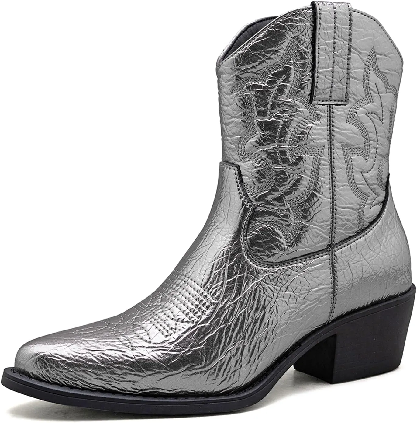 GLOBALWIN Cowboy Boots For Women Cute Cowgirl Boots Women's Western Boots With Embroidery Side Zipper Chunky Heel