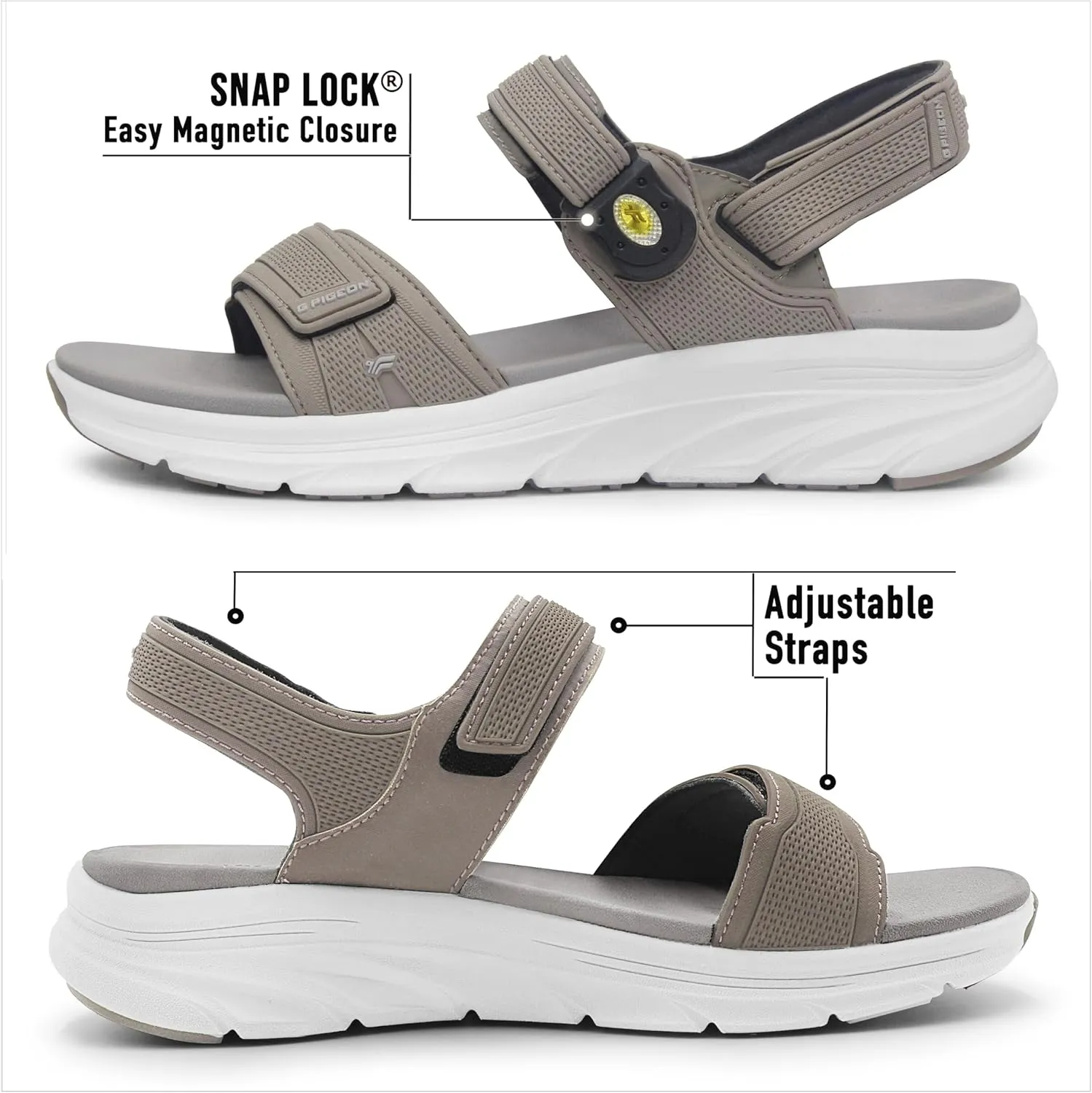 Gold Pigeon Shoes EVA Anti-Fatigue Thick Cushion Sandals Easy SNAP LOCK Closure