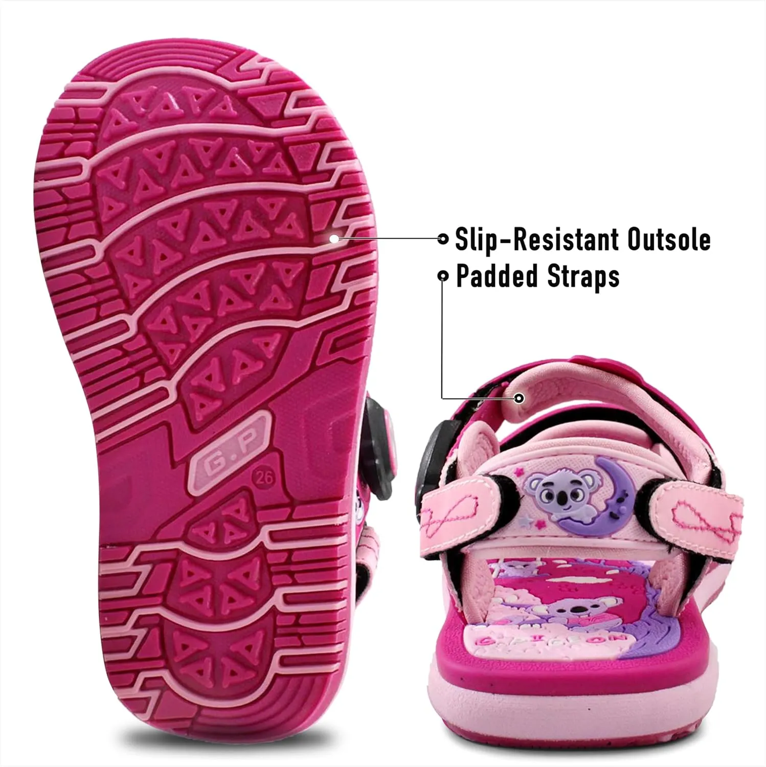 Gold Pigeon Shoes KIDS Easy Snap Lock Outdoor/Water Sandals & Slides. Adjustable Straps
