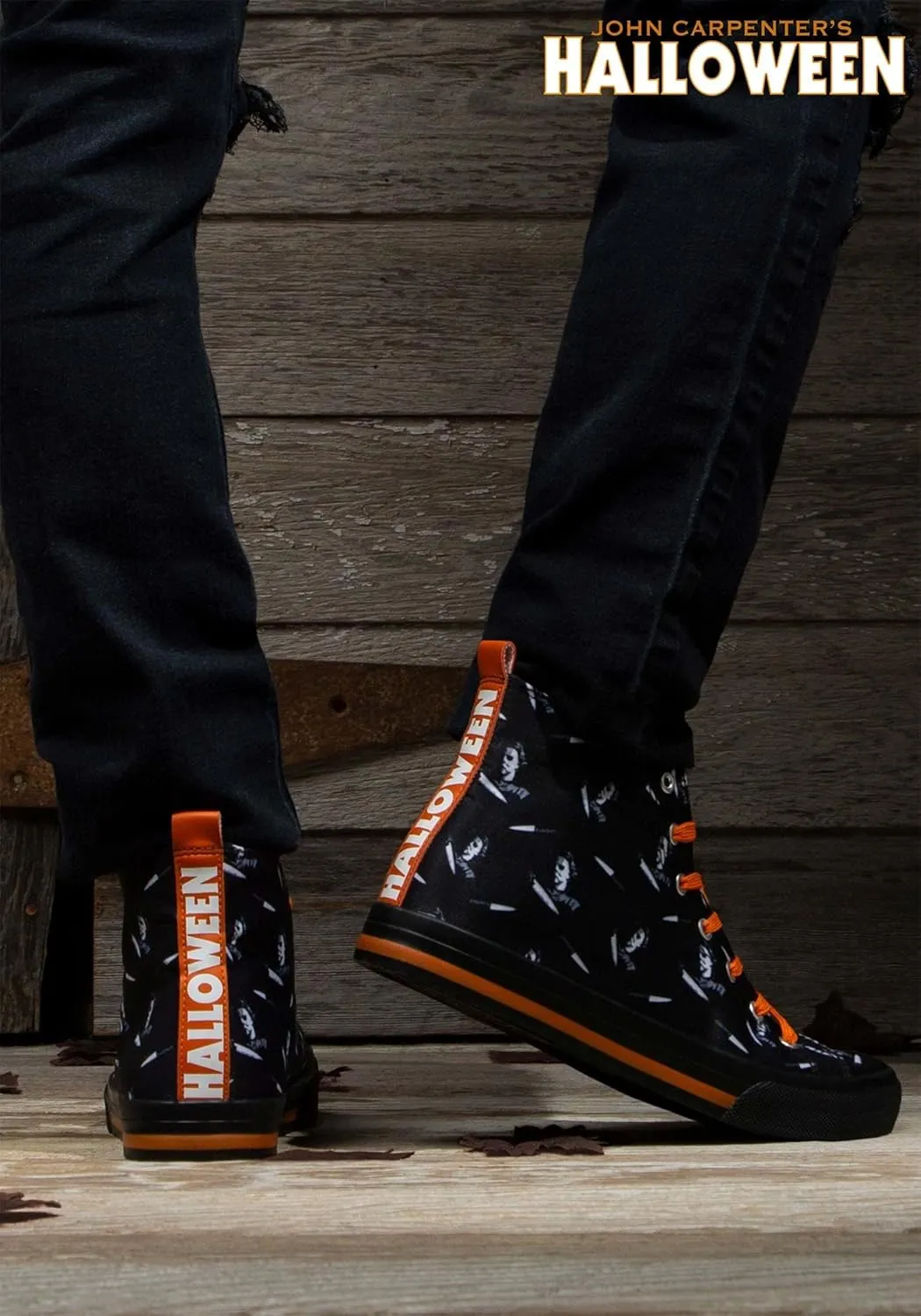 Halloween Adult Michael Myers High Top Shoes | Michael Myers Horror Movie Lace Up Sneakers With All Over Print