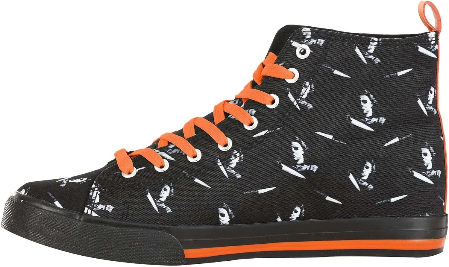 Halloween Adult Michael Myers High Top Shoes | Michael Myers Horror Movie Lace Up Sneakers With All Over Print